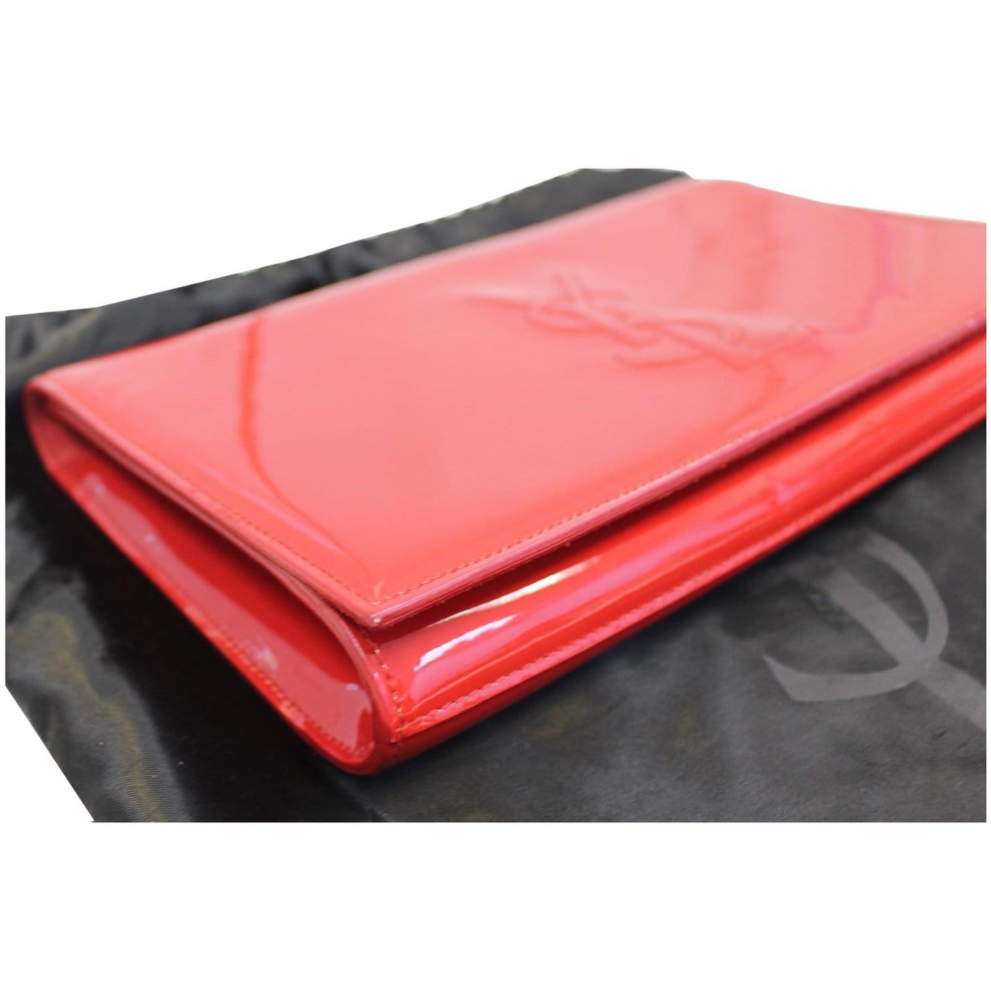 YVES SAINT LAURENT Large Belle de Jour Patent Leather Clutch Bag Red