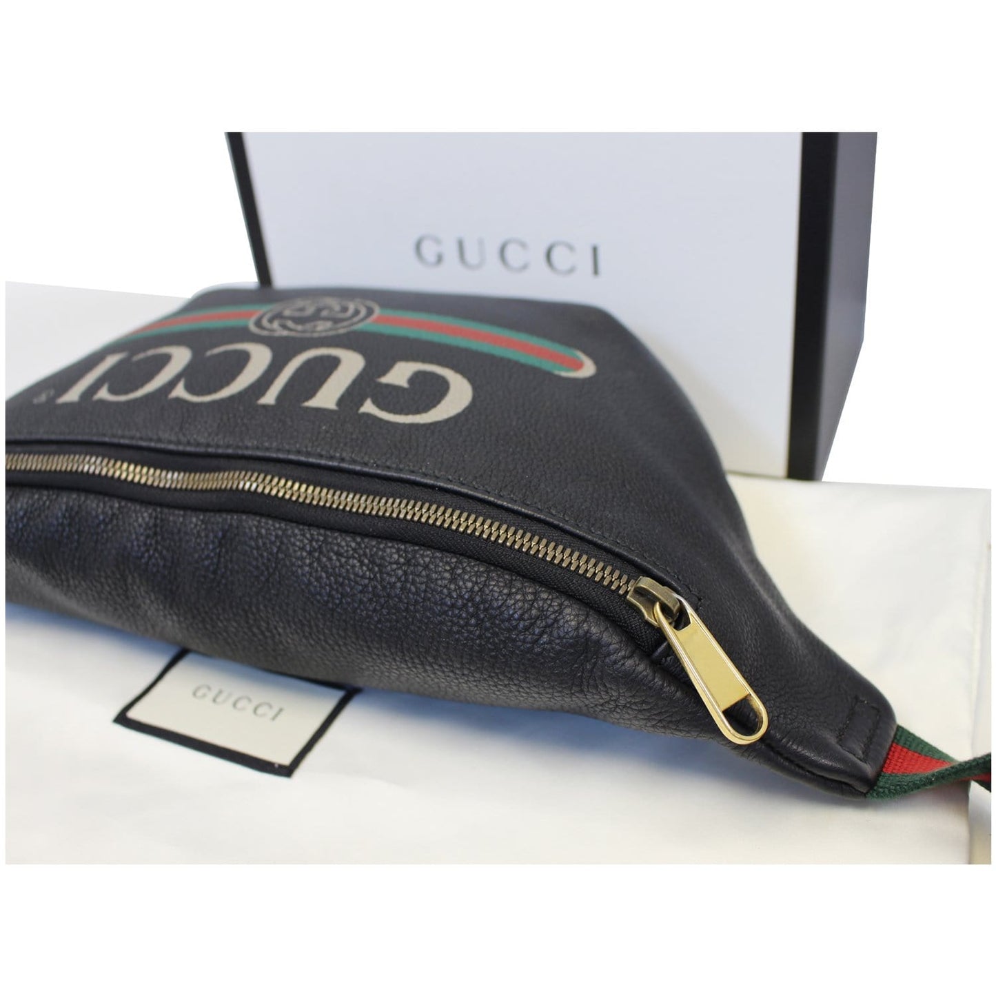 GUCCI Print Leather Black Belt Waist Bumbag Medium 530412