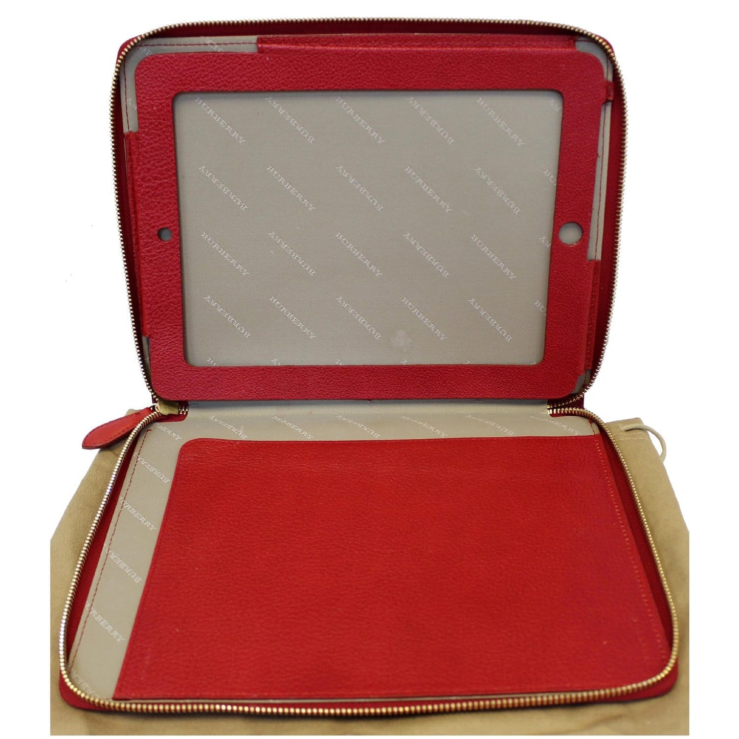 BURBERRY Check Leather iPad Cover Red