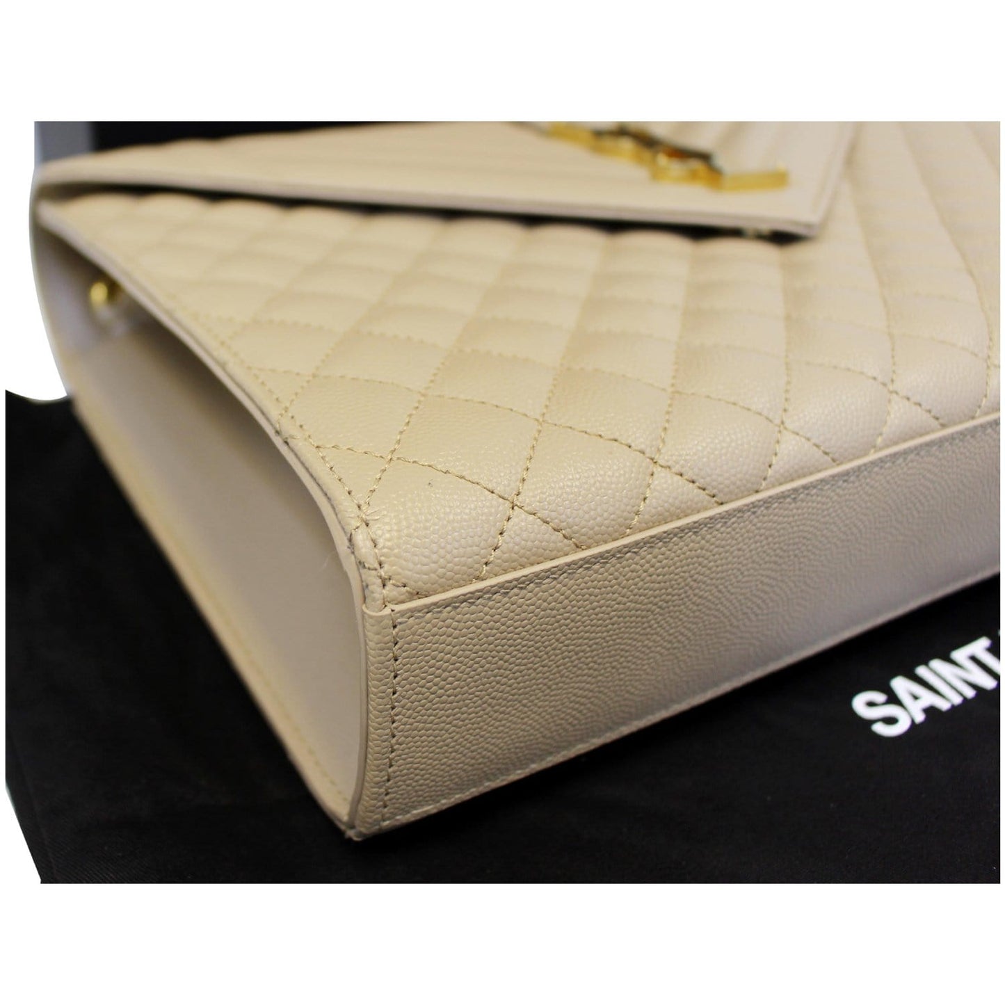 YVES SAINT LAURENT Envelope Large Matelasse Embossed Leather Shoulder Bag Nude