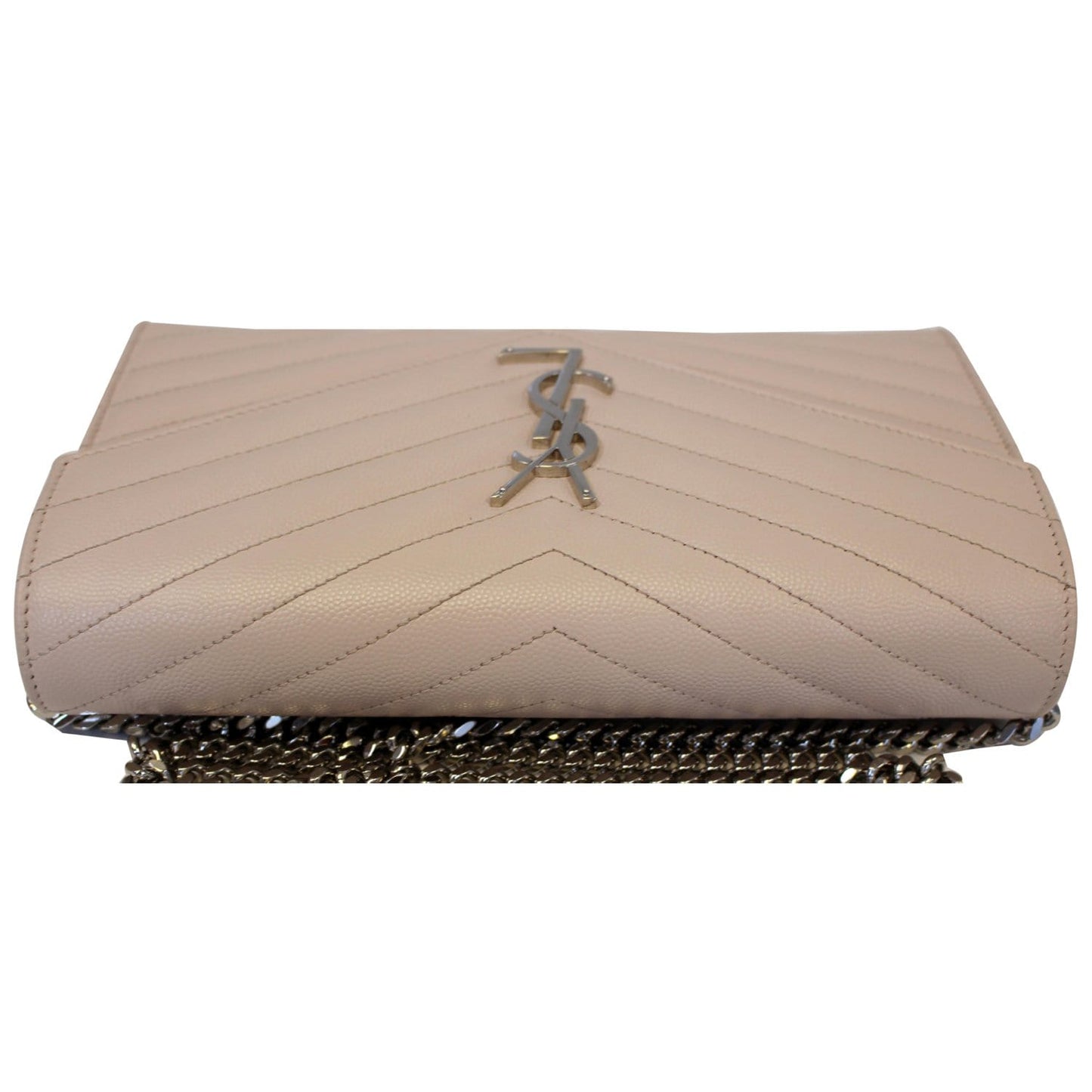 YVES SAINT LAURENT Monogram Grain De Poudre Chain Wallet Pale Blush