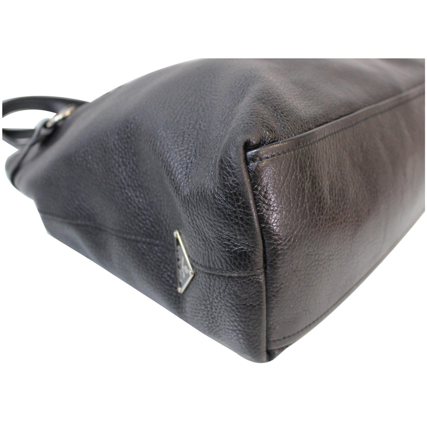 PRADA Vitello Daino Leather Shoulder Bag Black