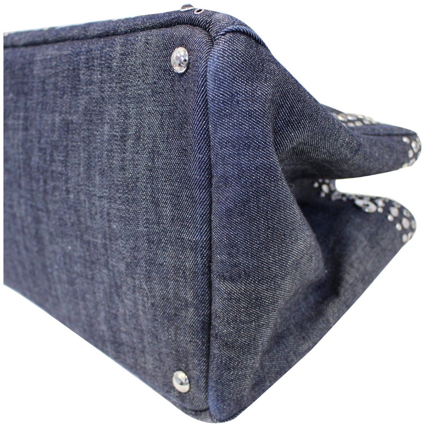 PRADA Canapa Jeweled 2way Tote Bag Denim - Last Call