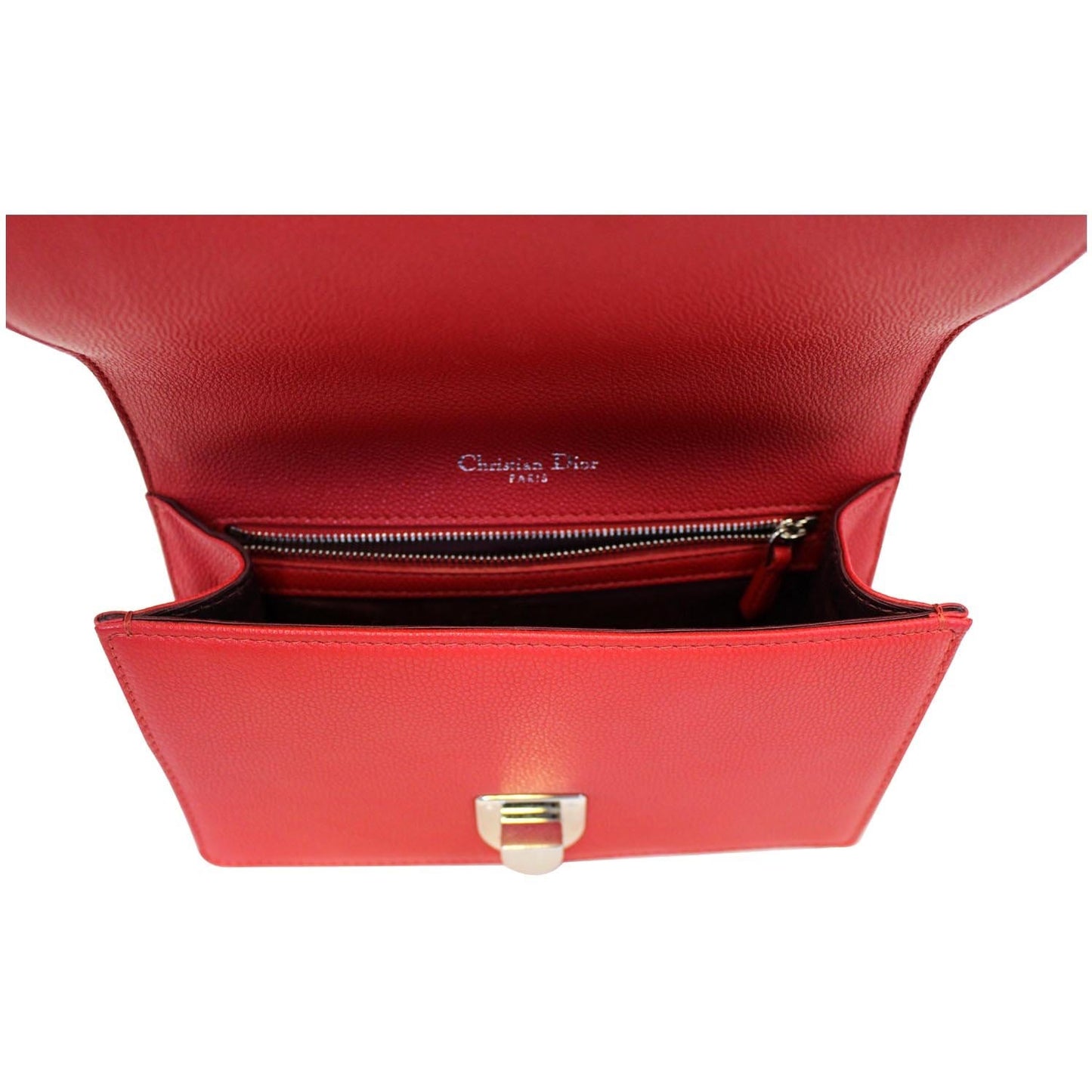CHRISTIAN DIOR Diorama Flap Red Grained Leather Small Shoulder Bag