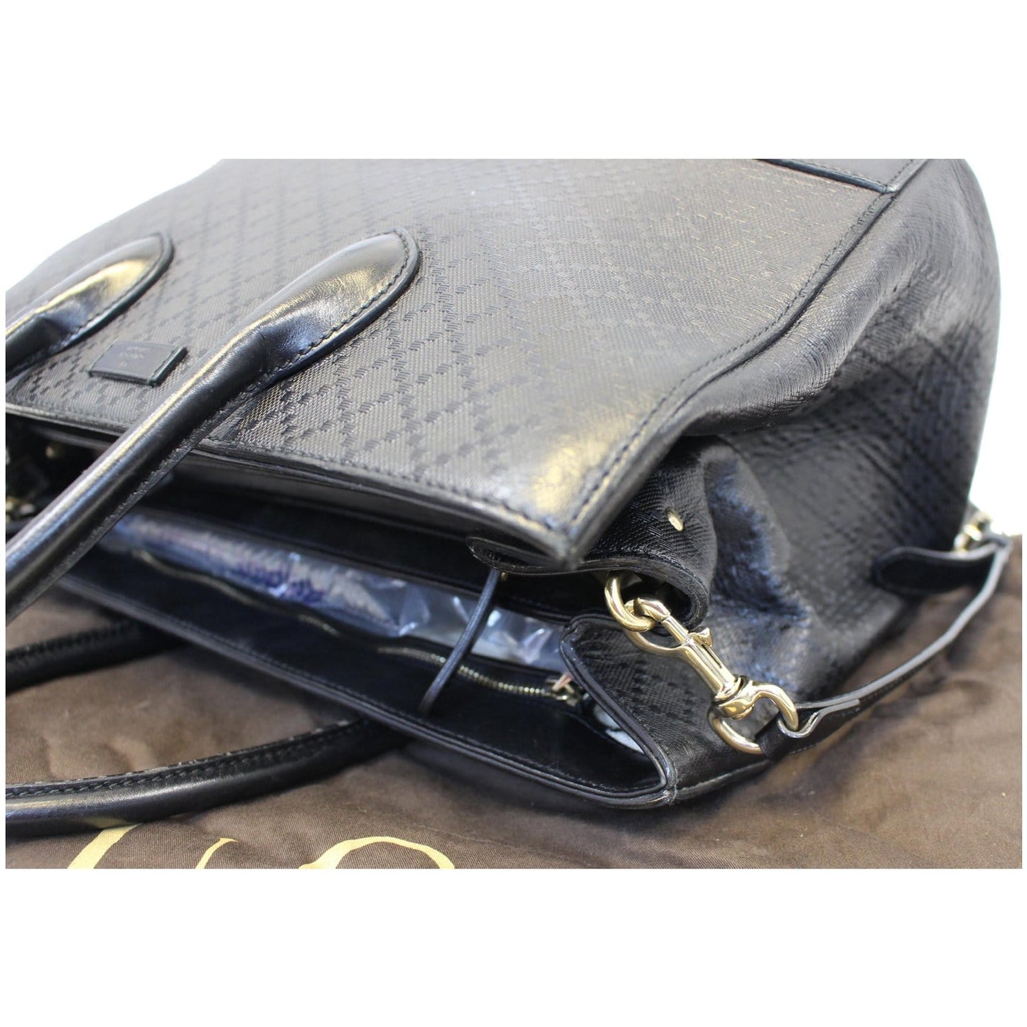 GUCCI Bright Diamante Medium Top Handle Bag Black