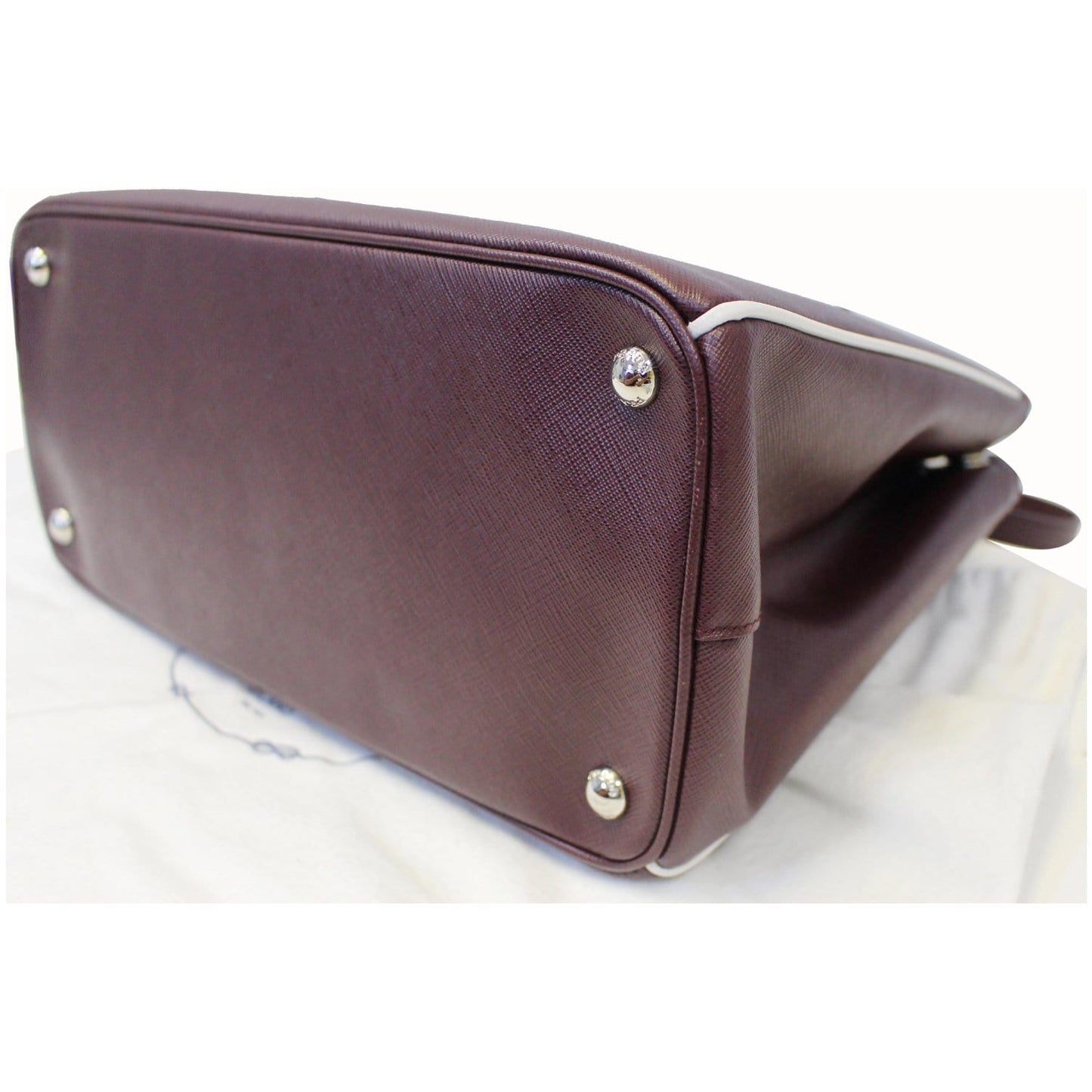 PRADA Lux Large Saffiano Leather Tote Shoulder Bag Burgundy