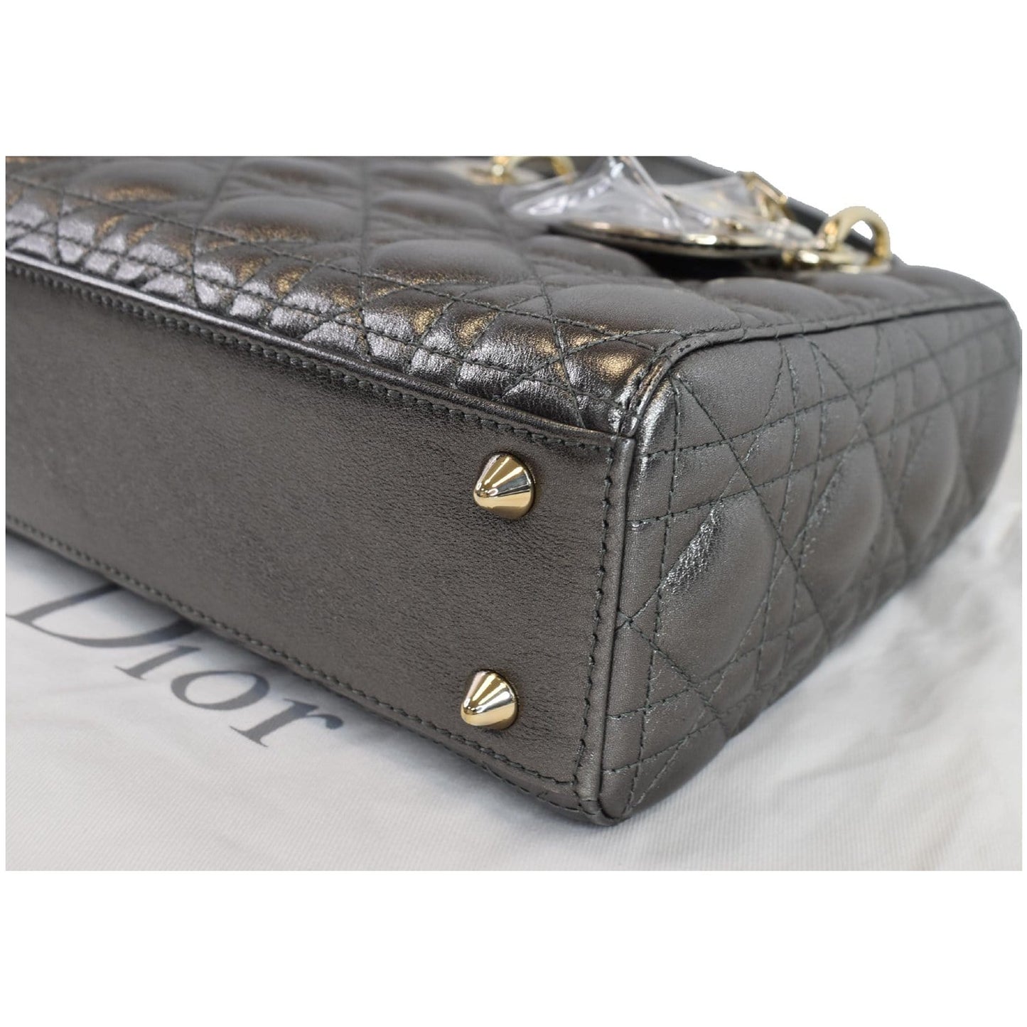CHRISTIAN DIOR My ABCDior Grained Calfskin Shoulder Bag Gunmetal