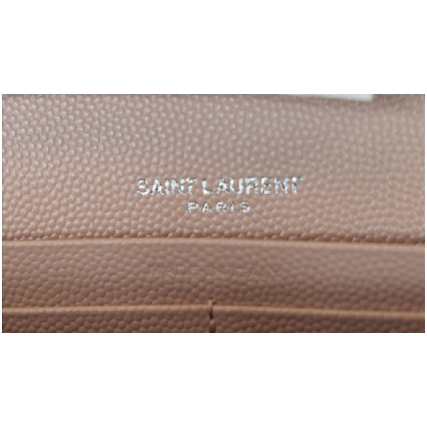 YVES SAINT LAURENT Monogram Grain De Poudre Chain Wallet Rose Pink