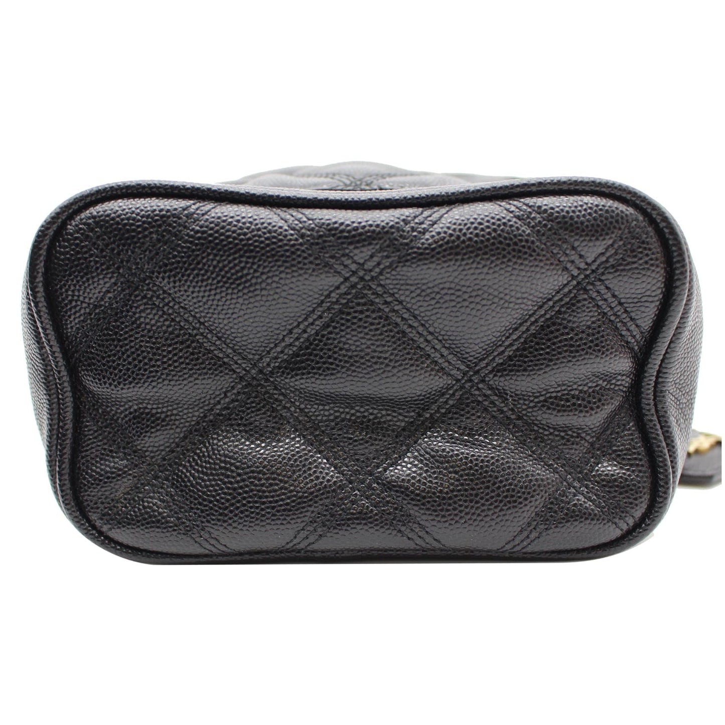 YVES SAINT LAURENT 80's Vanity Quilted Grain De Poudre Leather Shoulder Bag Black