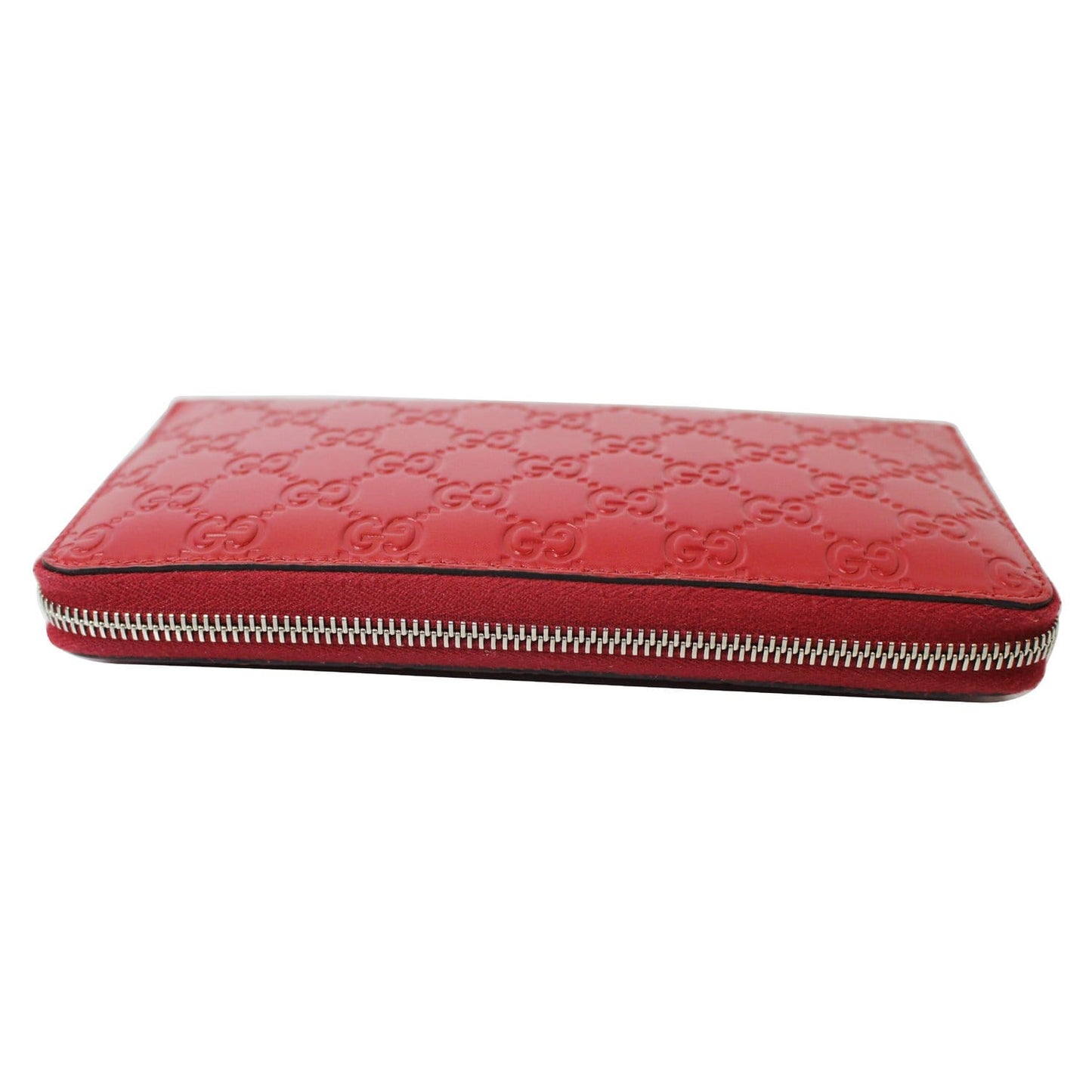 GUCCI Signature Continental Guccissima Zip Around Wallet Red 233194