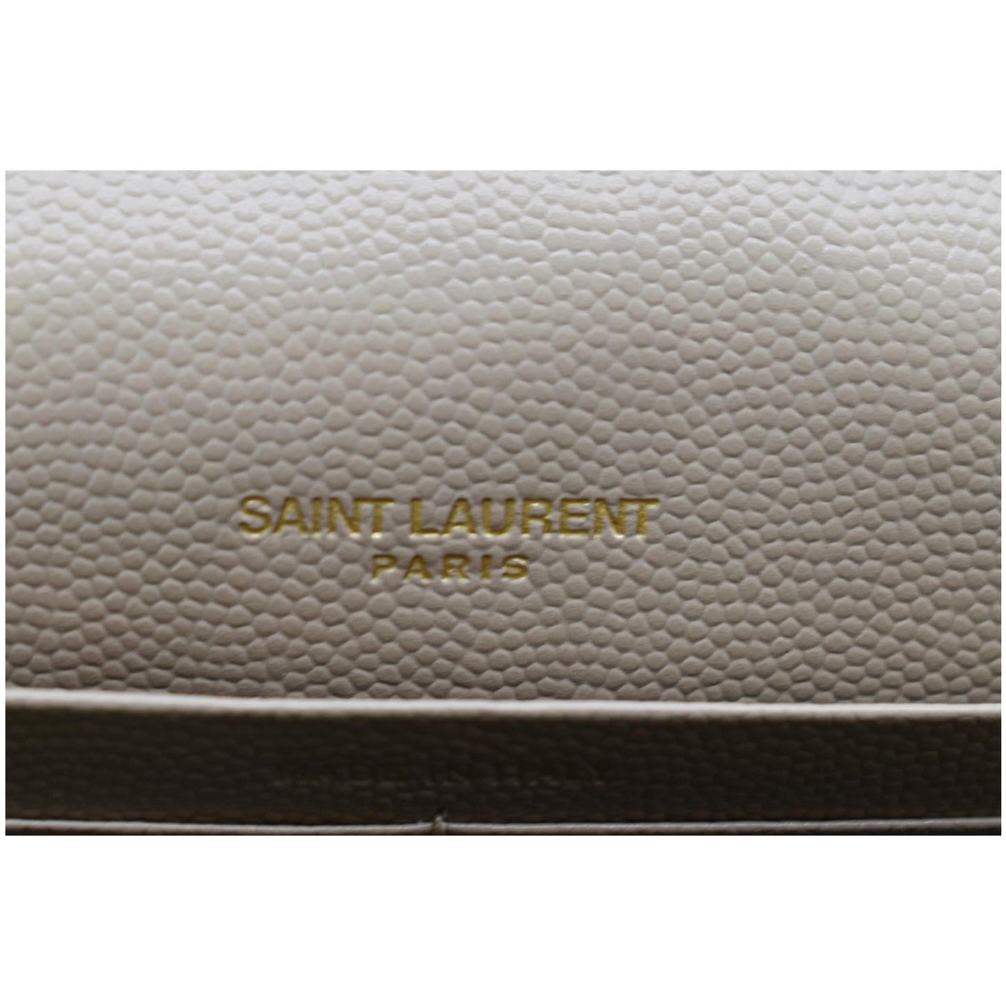 YVES SAINT LAURENT Matelasse Chevron Grain De Poudre Envelope Chain Wallet Beige