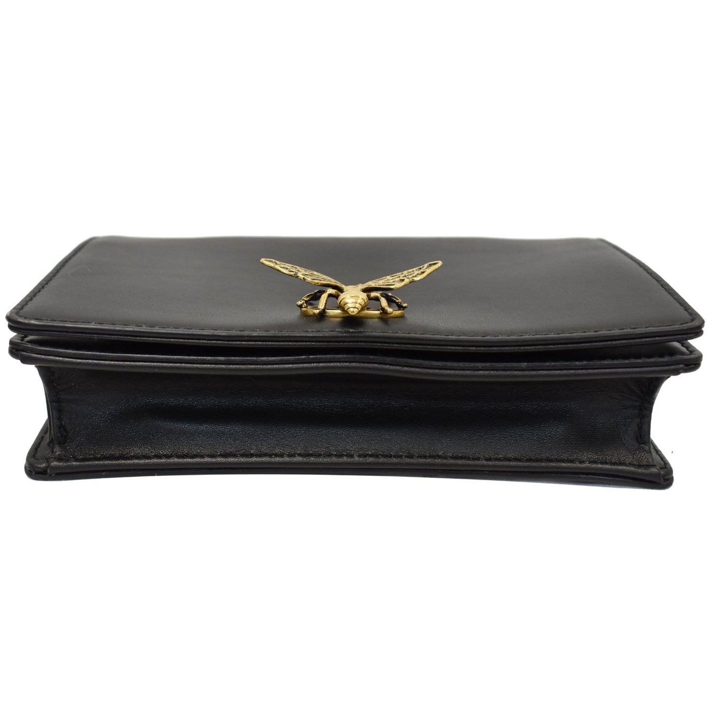 CHRISTIAN DIOR Bee Leather Pouch Clutch Bag Black