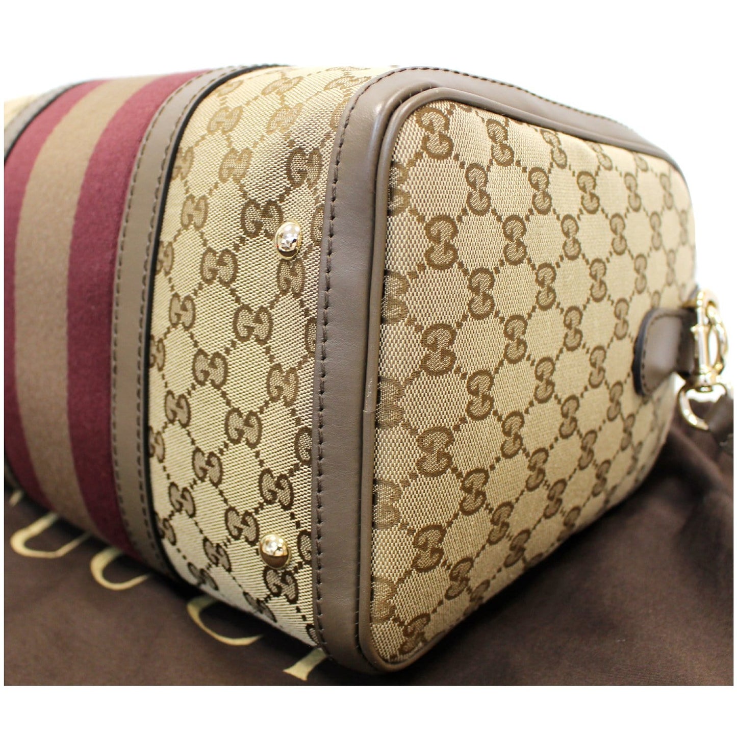 GUCCI Vintage Web Original GG Boston Bag Beige 247205