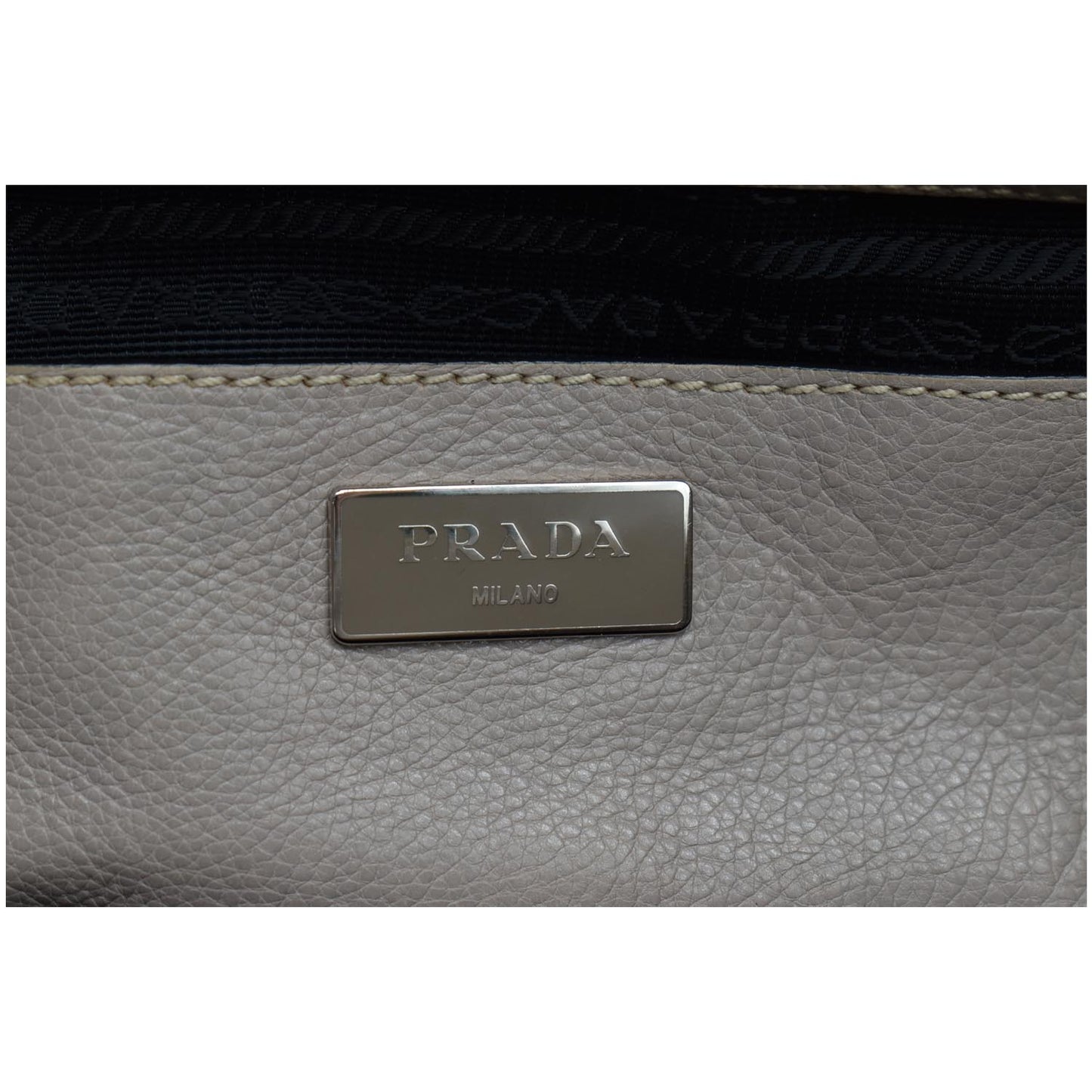 PRADA City Twin Pocket Calf Leather Tote Shoulder Bag Taupe