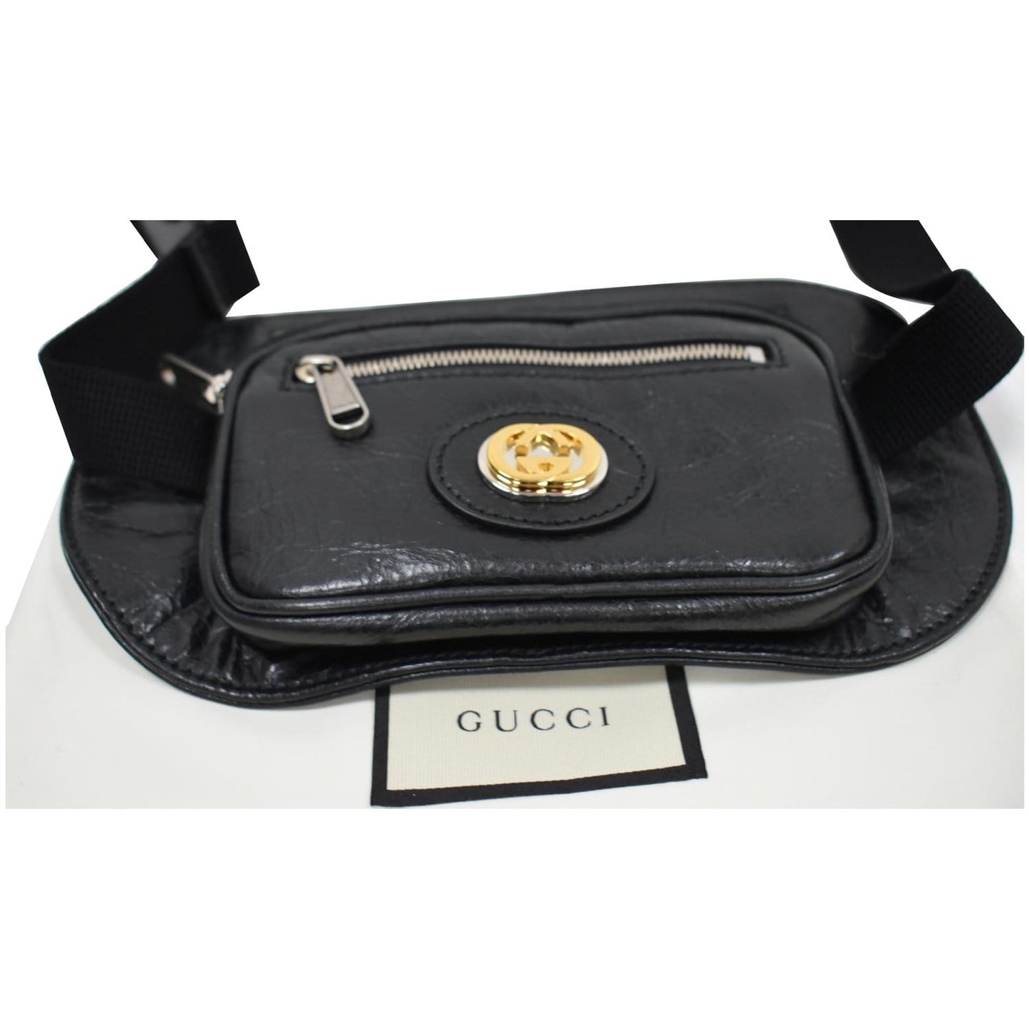GUCCI Morpheus GG Interlocking Logo Leather Belt Bag Black 575857 - 25% OFF