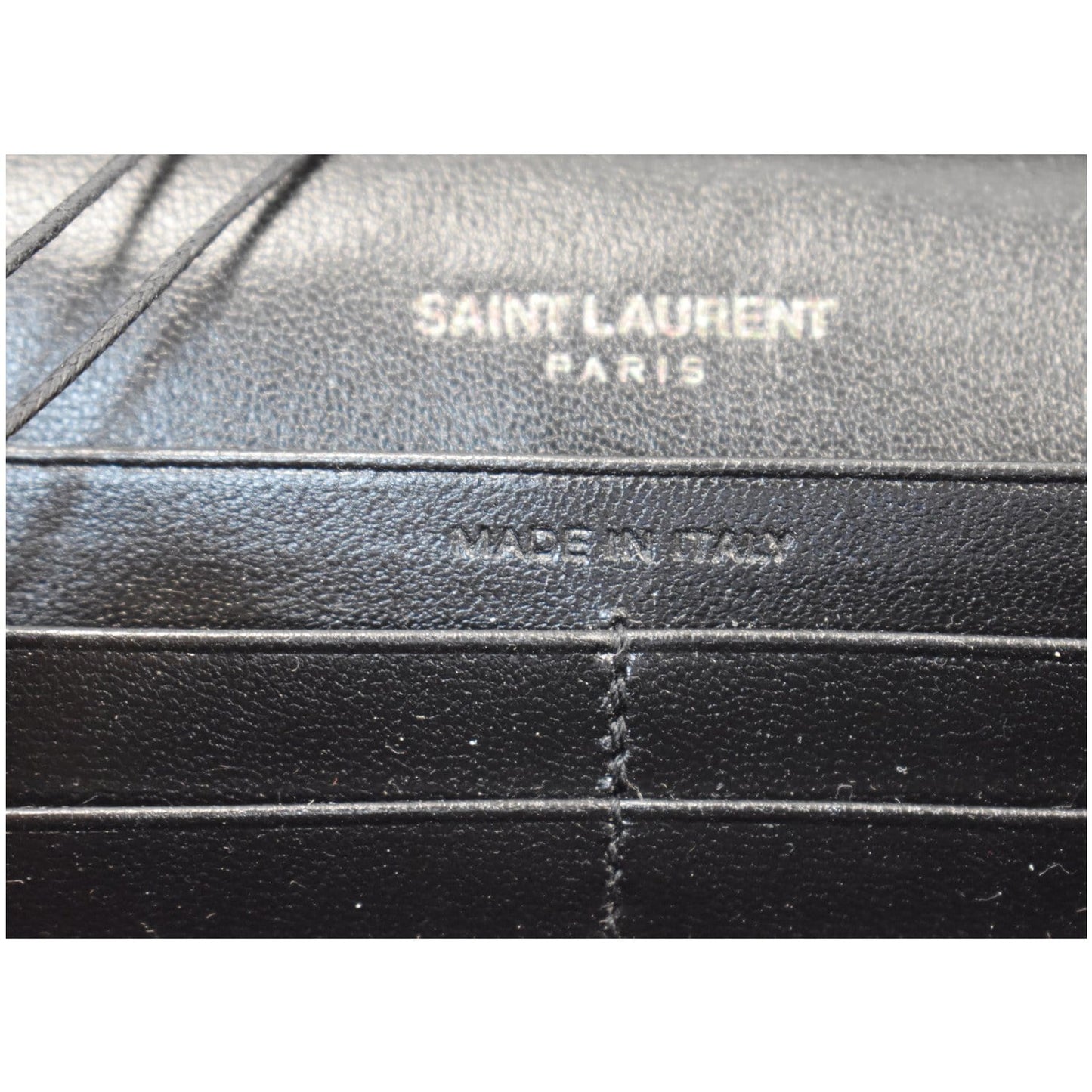 YVES SAINT LAURENT Kate Monogram Polka Rose Print Leather Chain Wallet Black - Final Sale