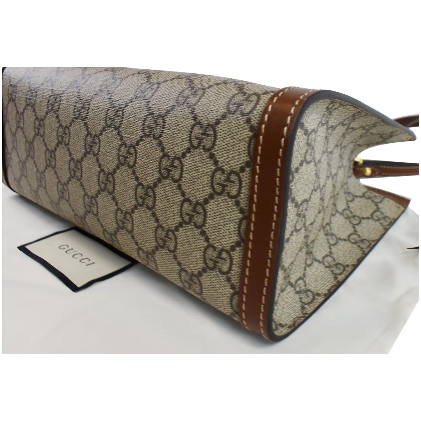 GUCCI Padlock Small GG Supreme Canvas Shoulder Bag Beige/Ebony 498156