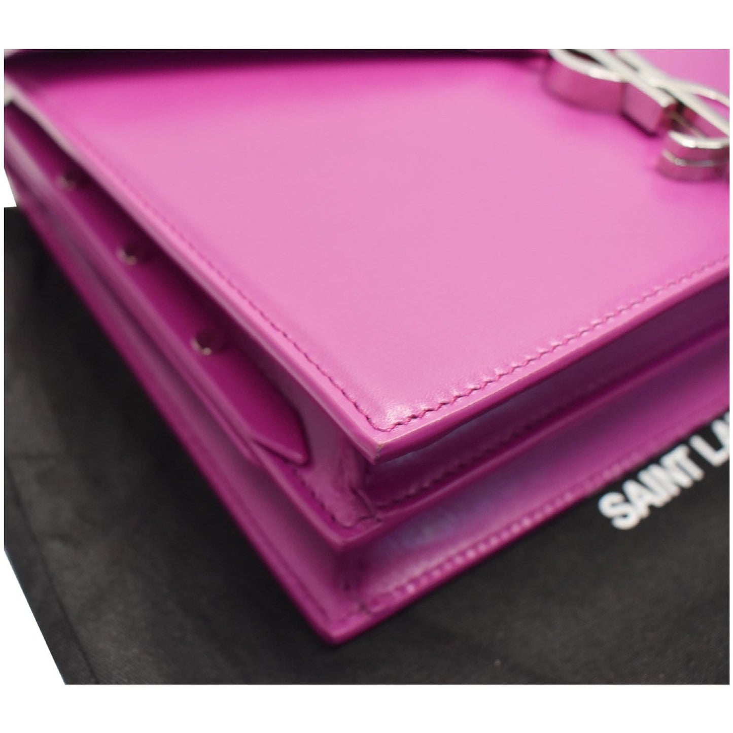 YVES SAINT LAURENT Cassandra Medium Monogram Clasp Shoulder Bag Magenta