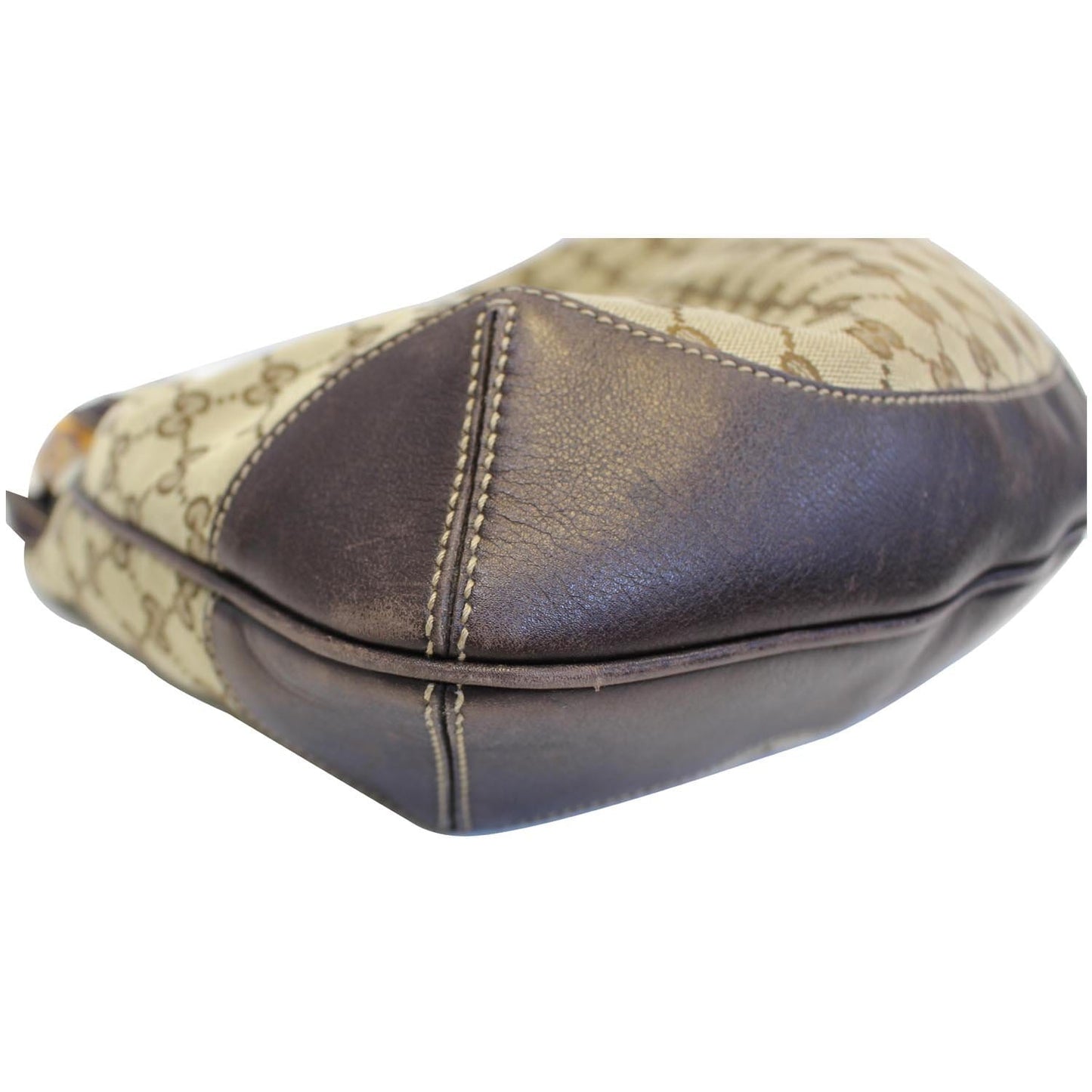 GUCCI GG Canvas Peggy Medium Bamboo Top Handle Bag Brown