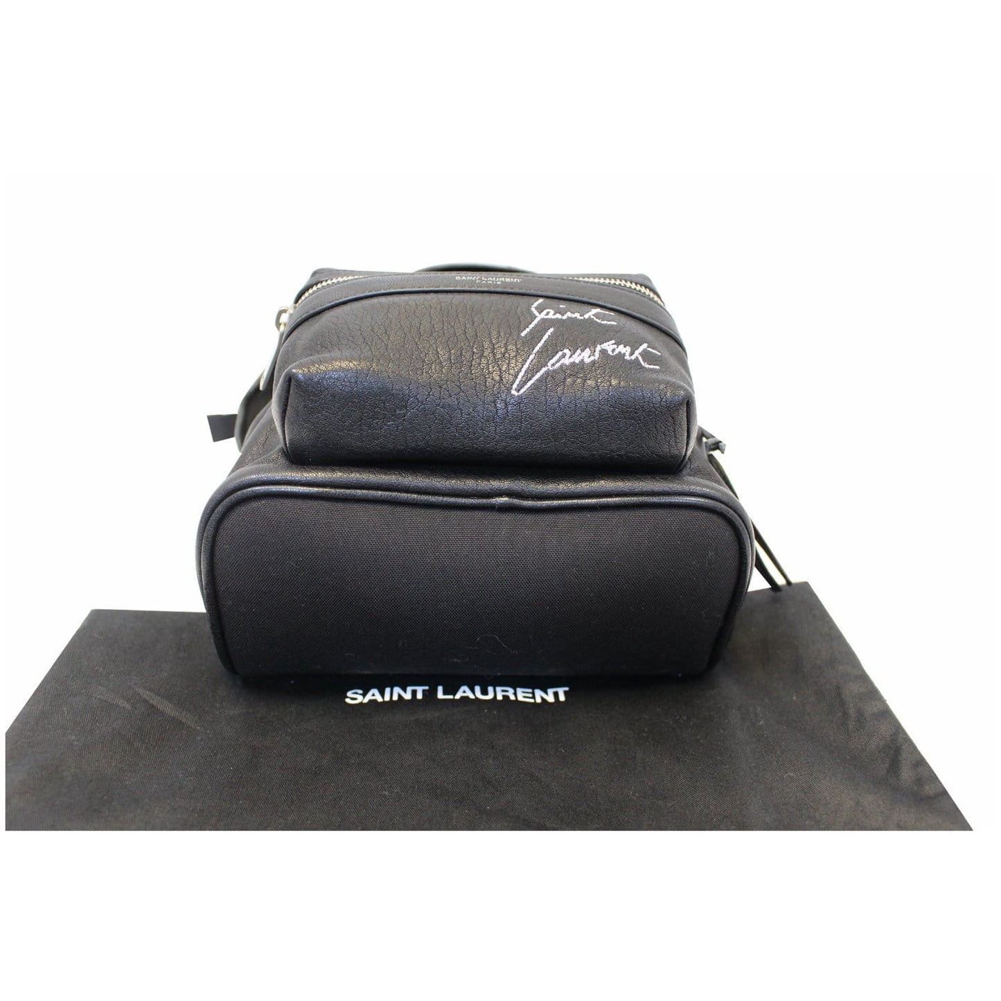 YVES SAINT LAURENT Toy City Embroidered Leather Backpack Bag Black