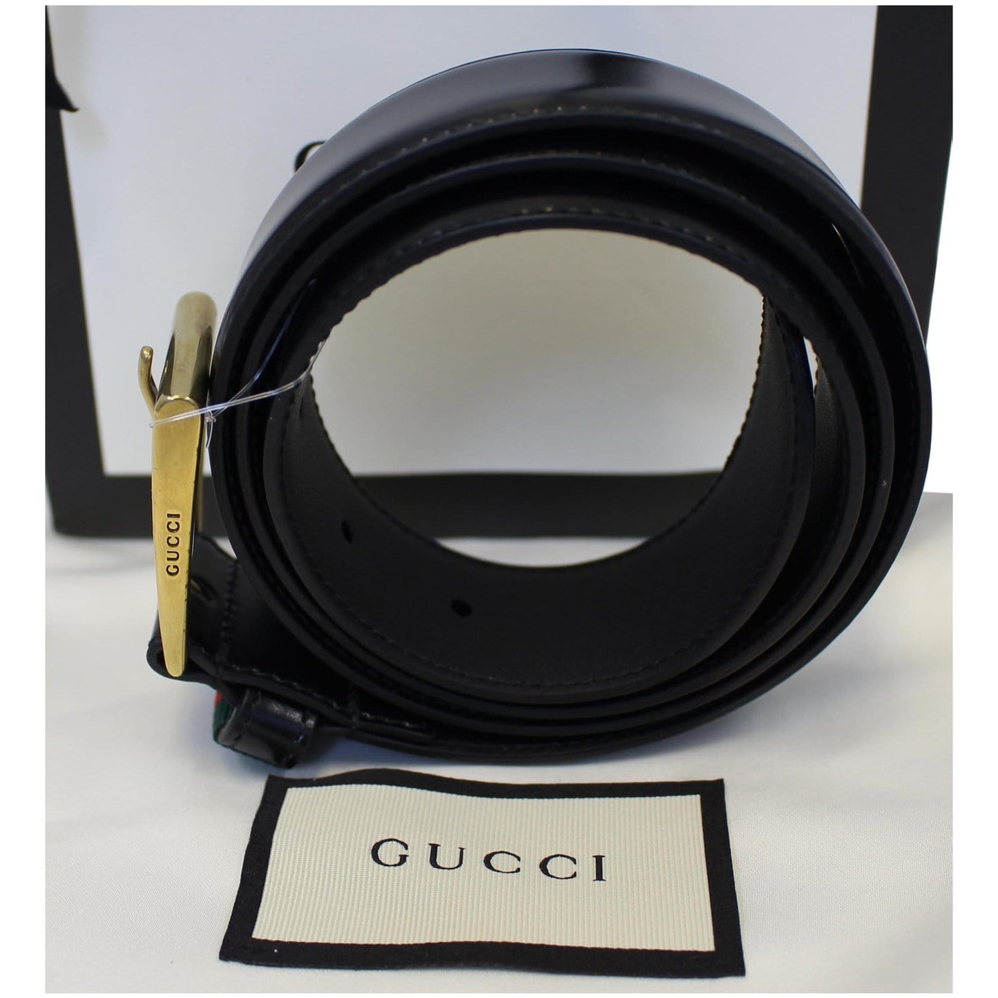 GUCCI Web Leather Belt Black 495125 Size 36