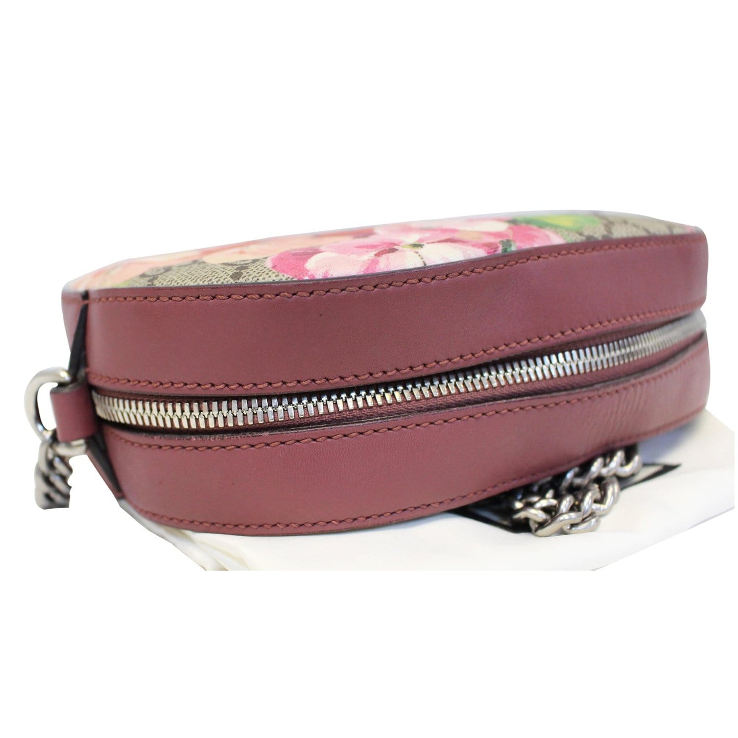 GUCCI GG Supreme Monogram Blooms Print Mini Chain Crossbody Bag Beige