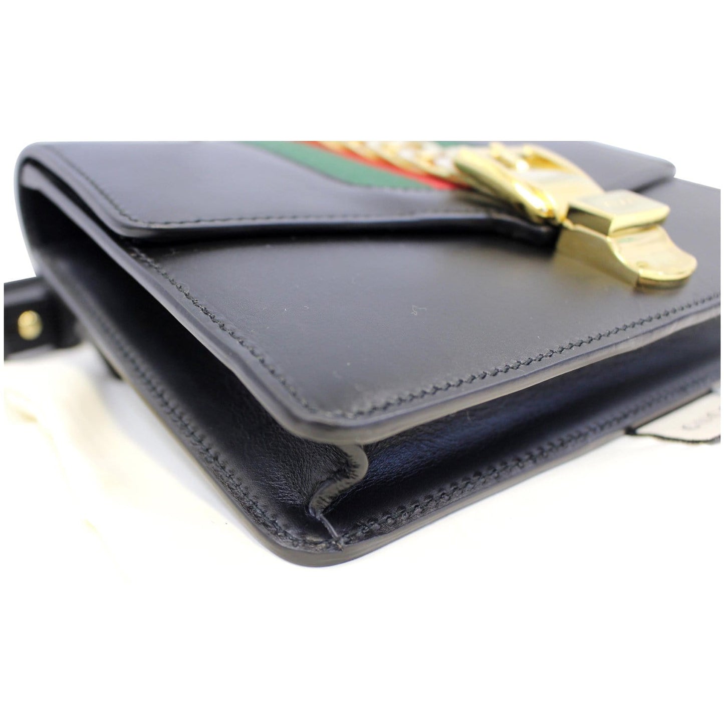 GUCCI Sylvie Calfskin Leather Belt Bumbag Black 476811