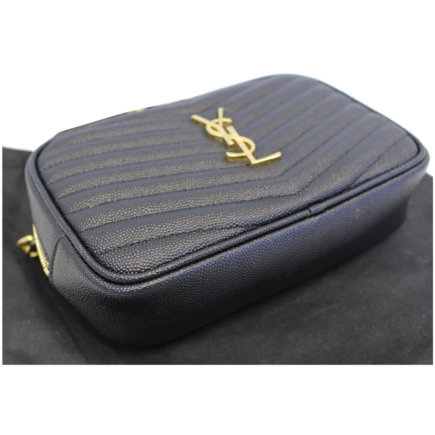YVES SAINT LAURENT Mini Lou Grain De Poudre Camera Bag Black