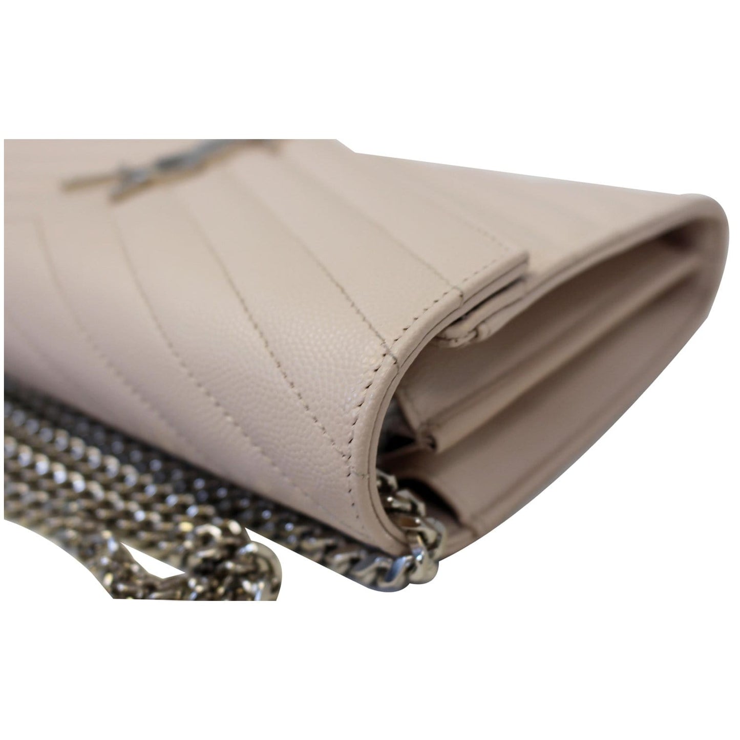 YVES SAINT LAURENT Monogram Grain De Poudre Chain Wallet Pale Blush
