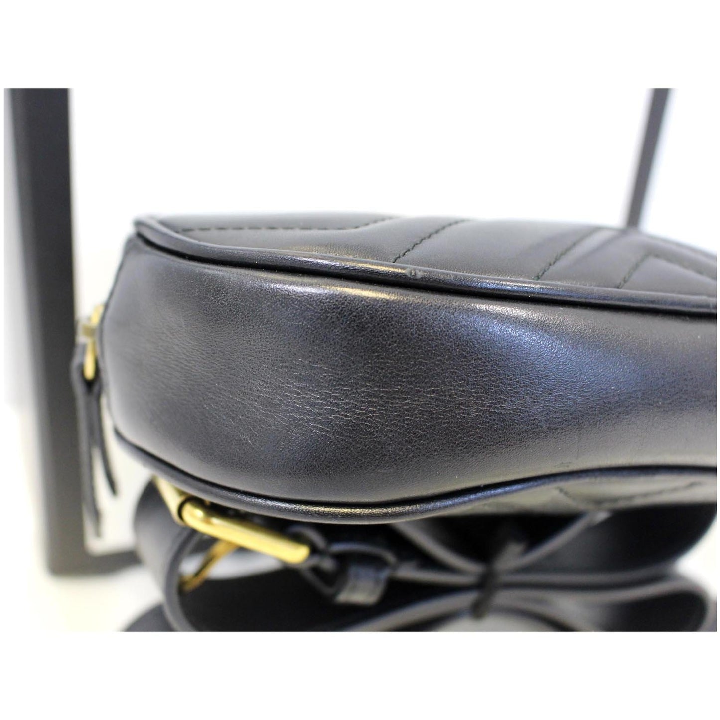 GUCCI GG Marmont Matelasse Black Leather Belt Bag 476434