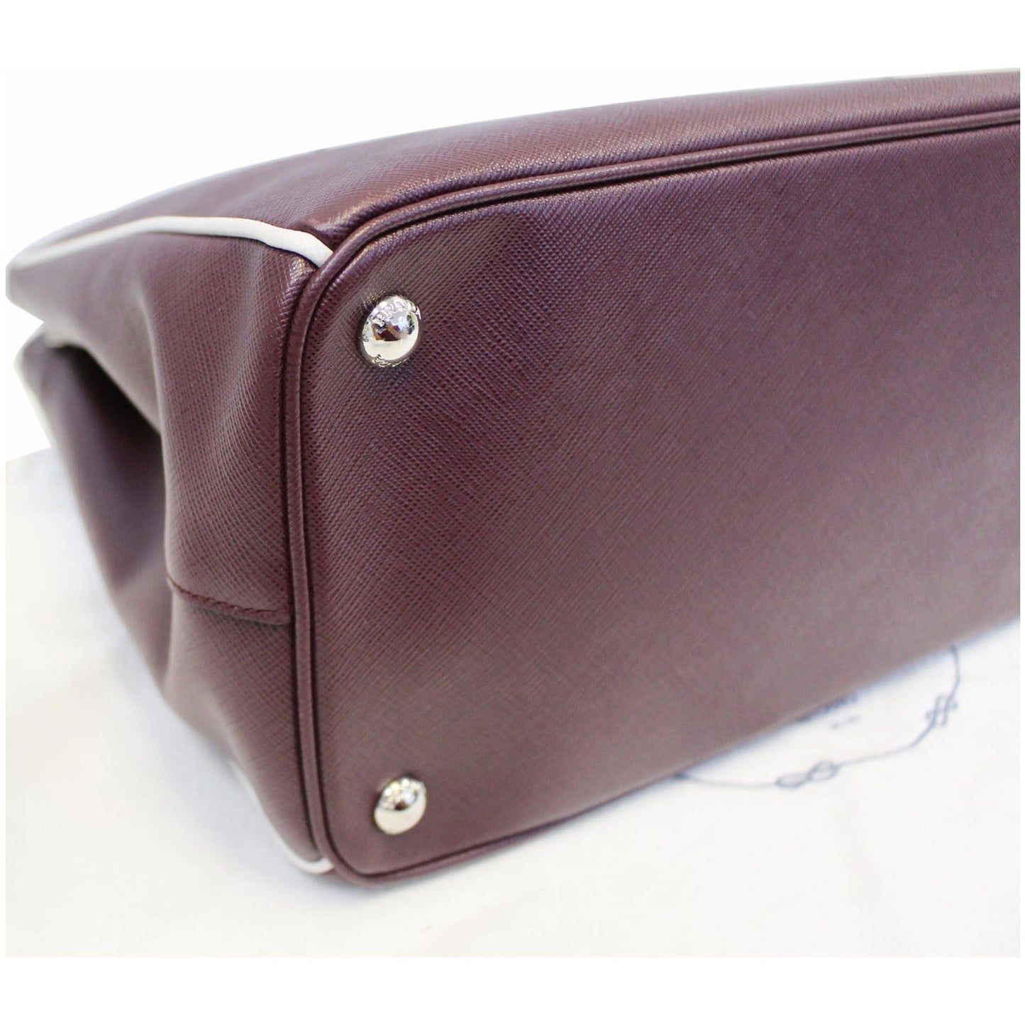 PRADA Lux Large Saffiano Leather Tote Shoulder Bag Burgundy