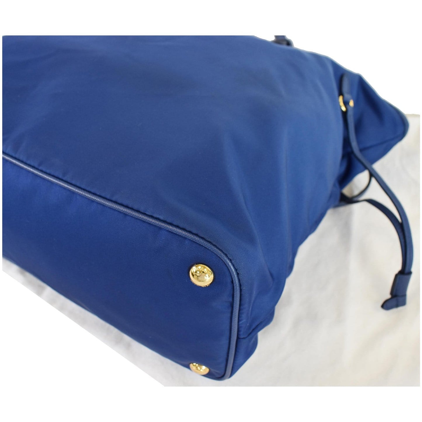 PRADA Tessuto Nylon Saffiano Leather Tote Bag Blue