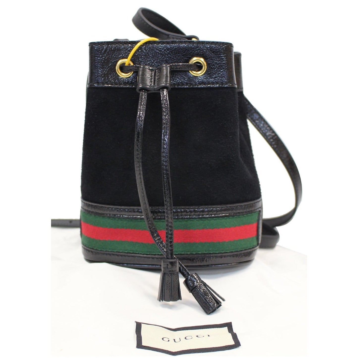GUCCI Ophidia Mini Textured Leather Trimmed Suede Bucket Bag Black 550620 - 15% OFF