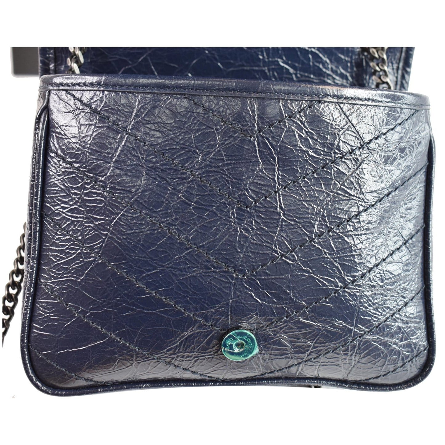 YVES  SAINT LAURENT Niki Chain Wallet Leather Crossbody Bag Blue