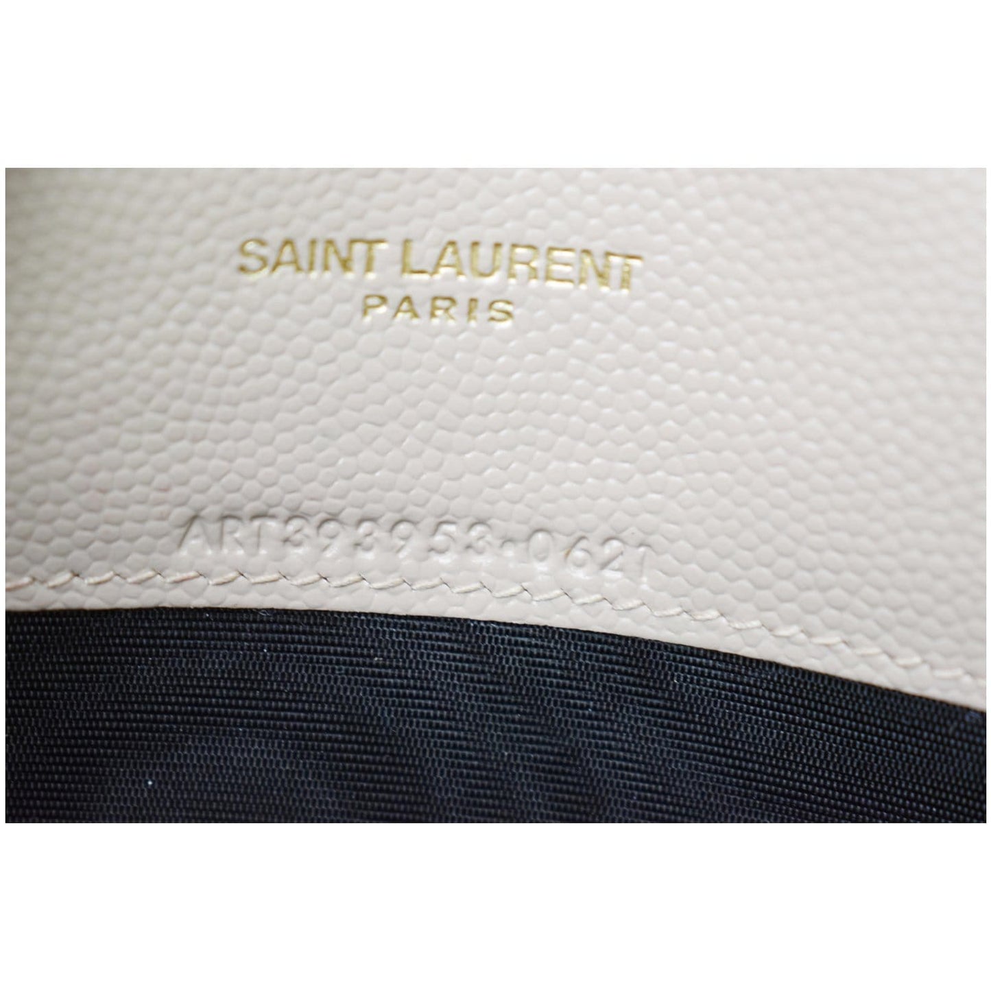 YVES SAINT LAURENT Matelasse Chevron Grain De Poudre Envelope Chain Wallet Beige