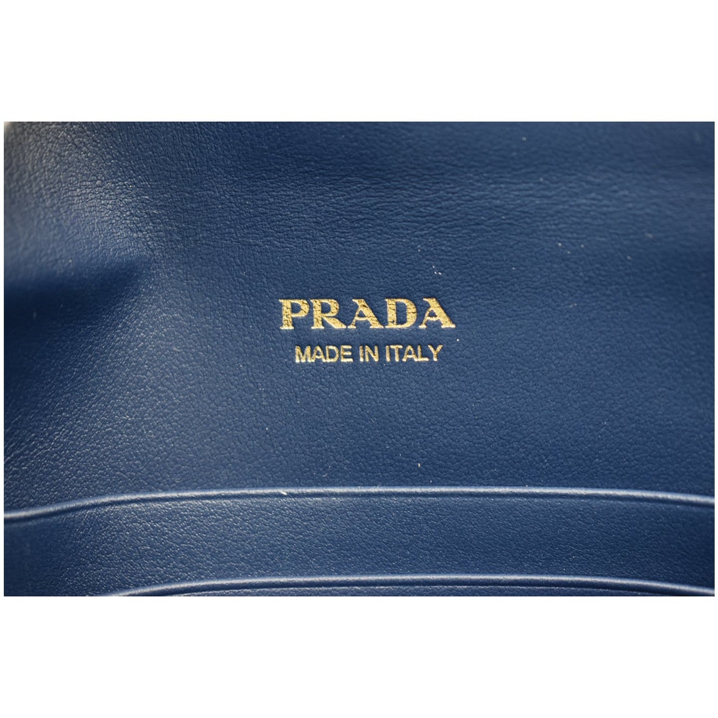 PRADA Envelope Leather Chain Clutch Blue 1MF002
