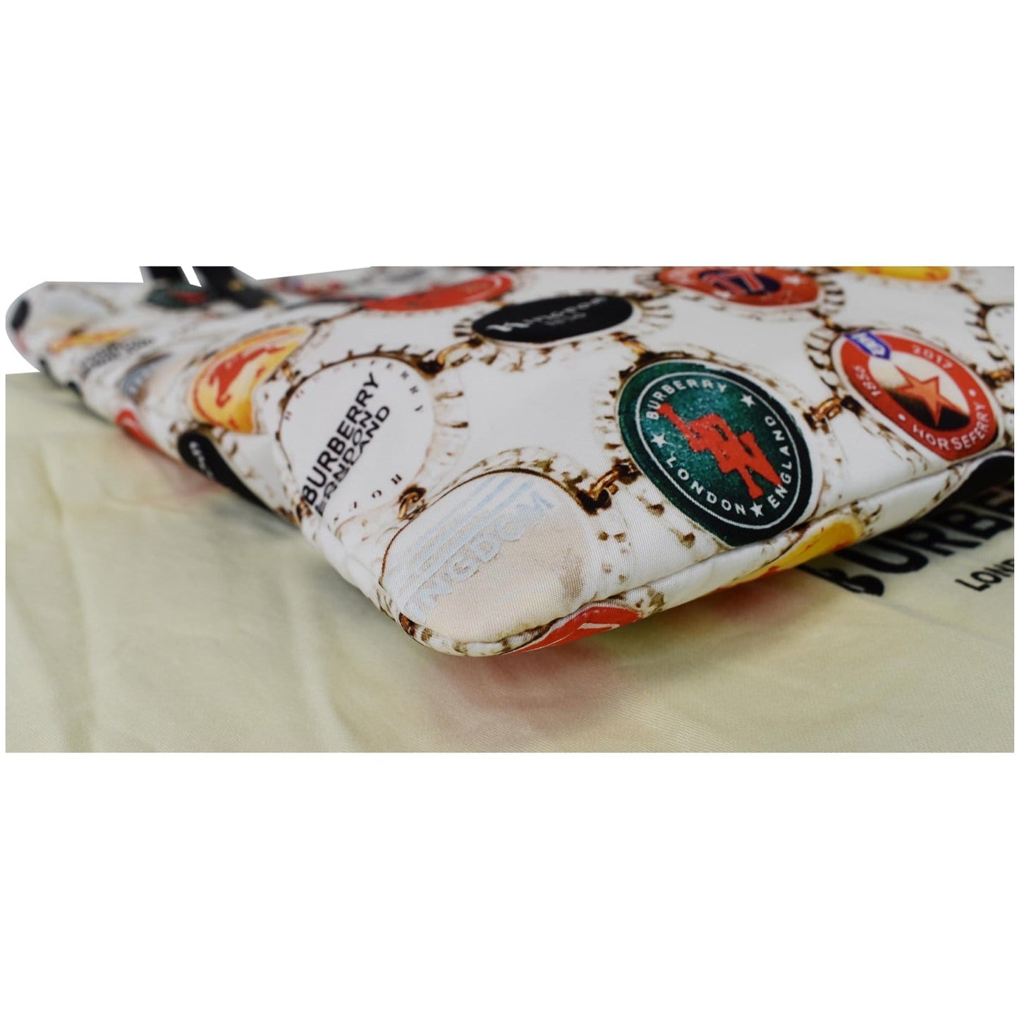 BURBERRY Flat Printed Large Nylon Tote Bag White Multi