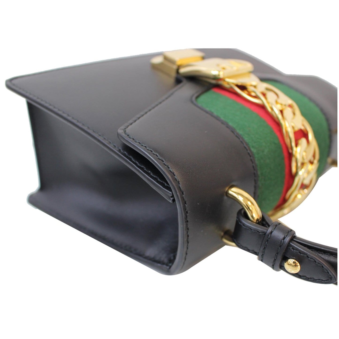 GUCCI Sylvie Mini Leather Crossbody Bag Black 470270