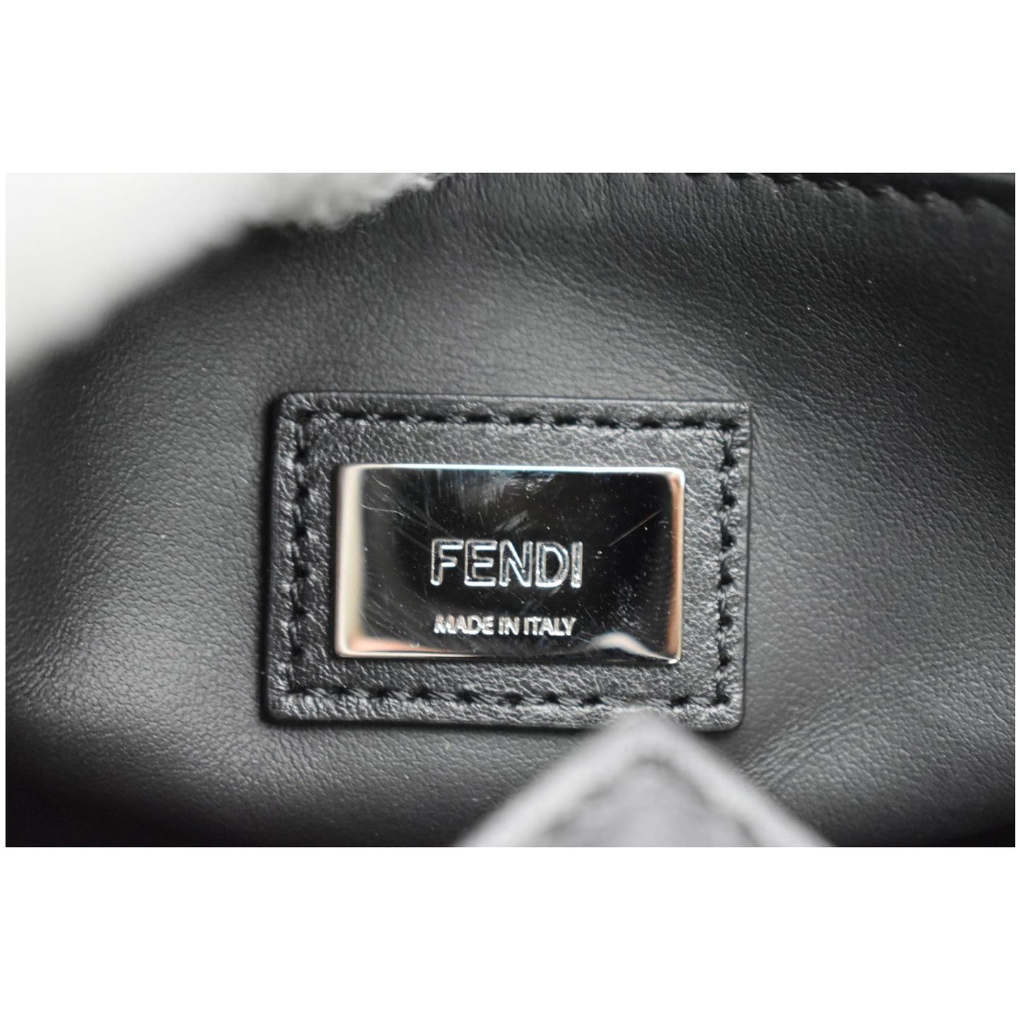 FENDI Petite 2Jours Whipstitch Leather Tote Shoulder Bag Black