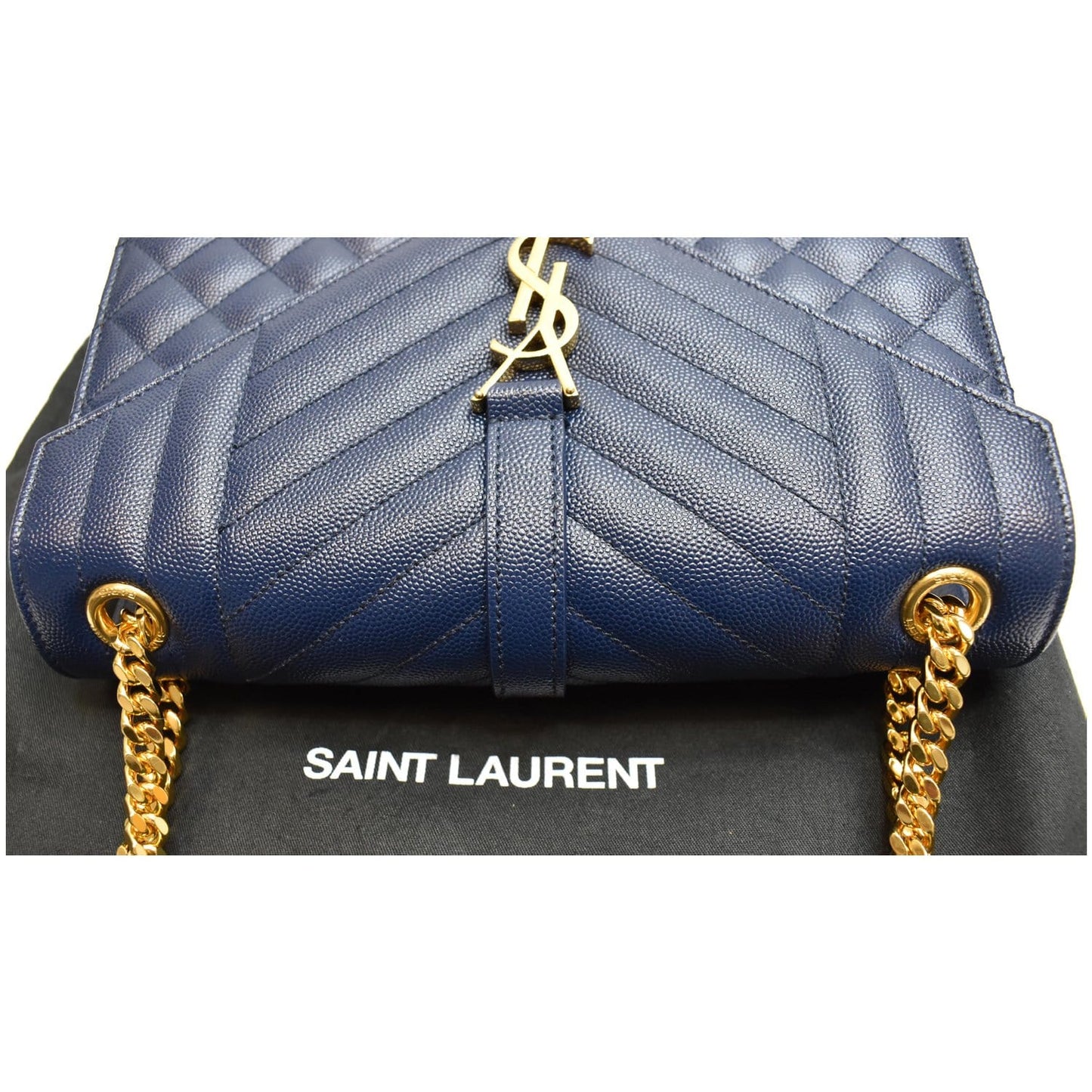 YVES SAINT LAURENT Envelope Chain Medium Leather Shoulder Bag Blue