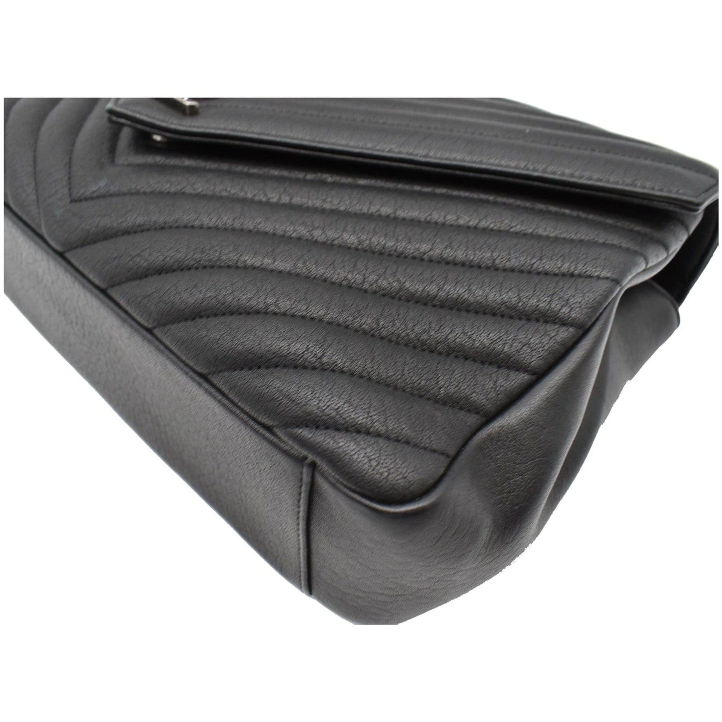 YVES SAINT LAURENT College Medium Flap Matelassé Leather Shoulder Bag Black