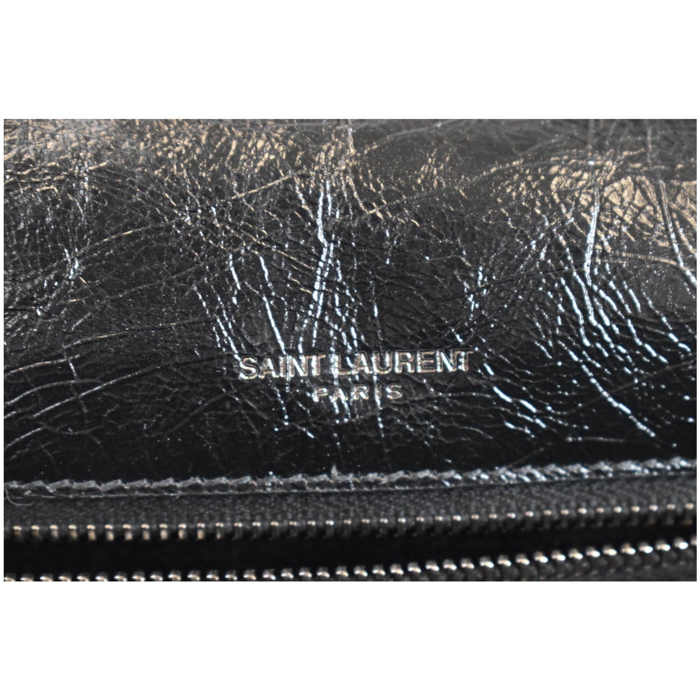 YVES SAINT LAURENT Niki Baby Crinkle Leather Crossbody Bag Black