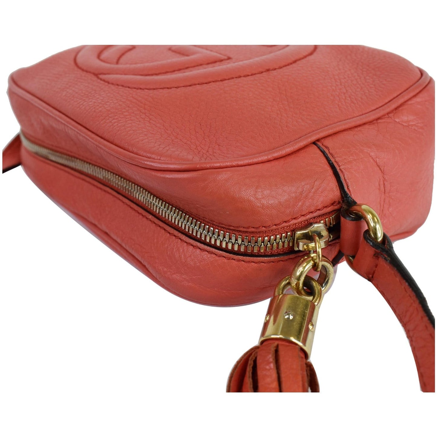 GUCCI Soho Disco Pebbled Leather Small Crossbody Bag Coral 308364 - 15% OFF