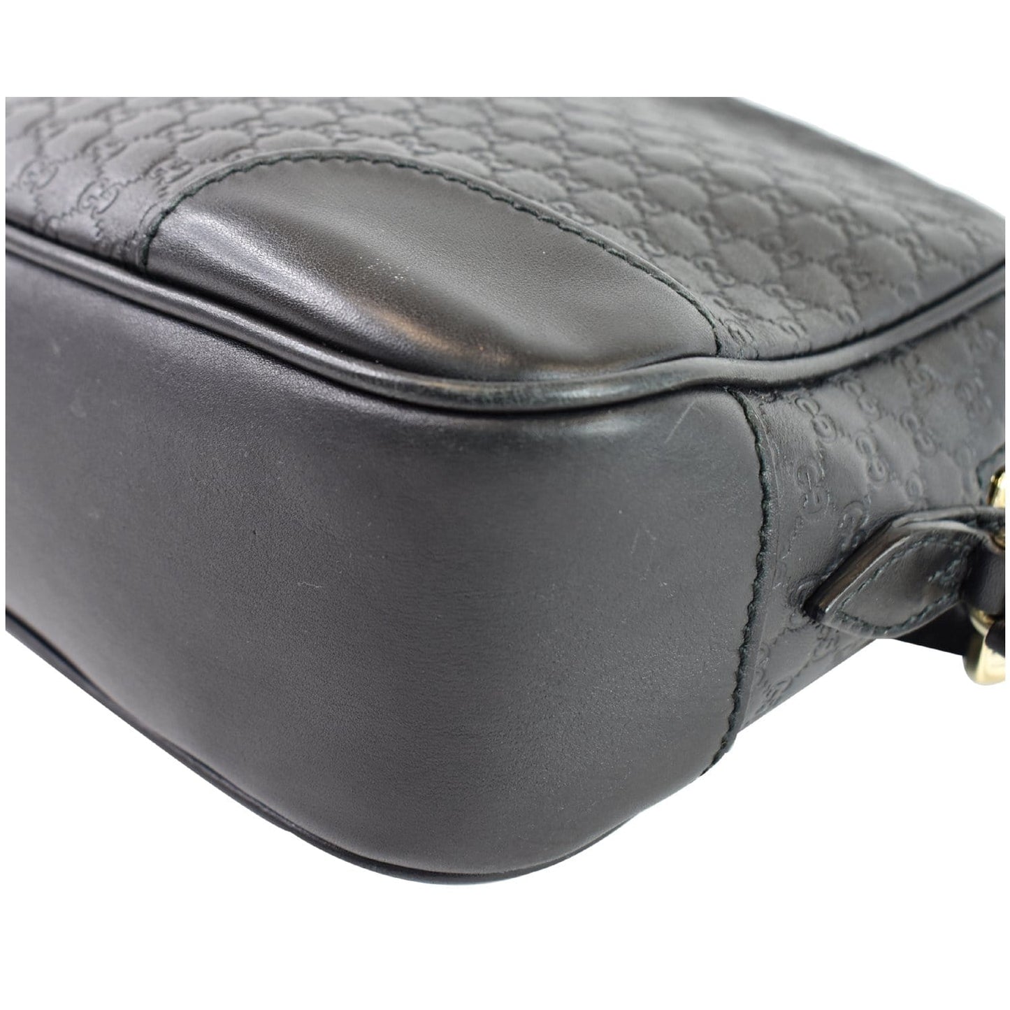 GUCCI Bree Micro GG Guccissima Leather Crossbody Bag Black 449413