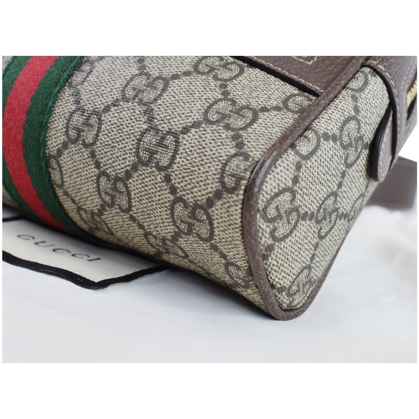 GUCCI Ophidia Small GG Supreme Canvas Web Belt Bag Brown 517076 - Final Sale