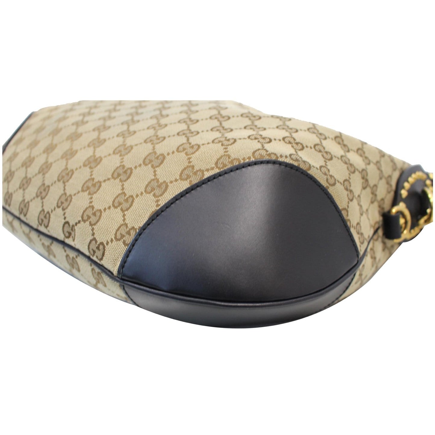 GUCCI Patti Studded Canvas Hobo Shoulder Bag Black 296870