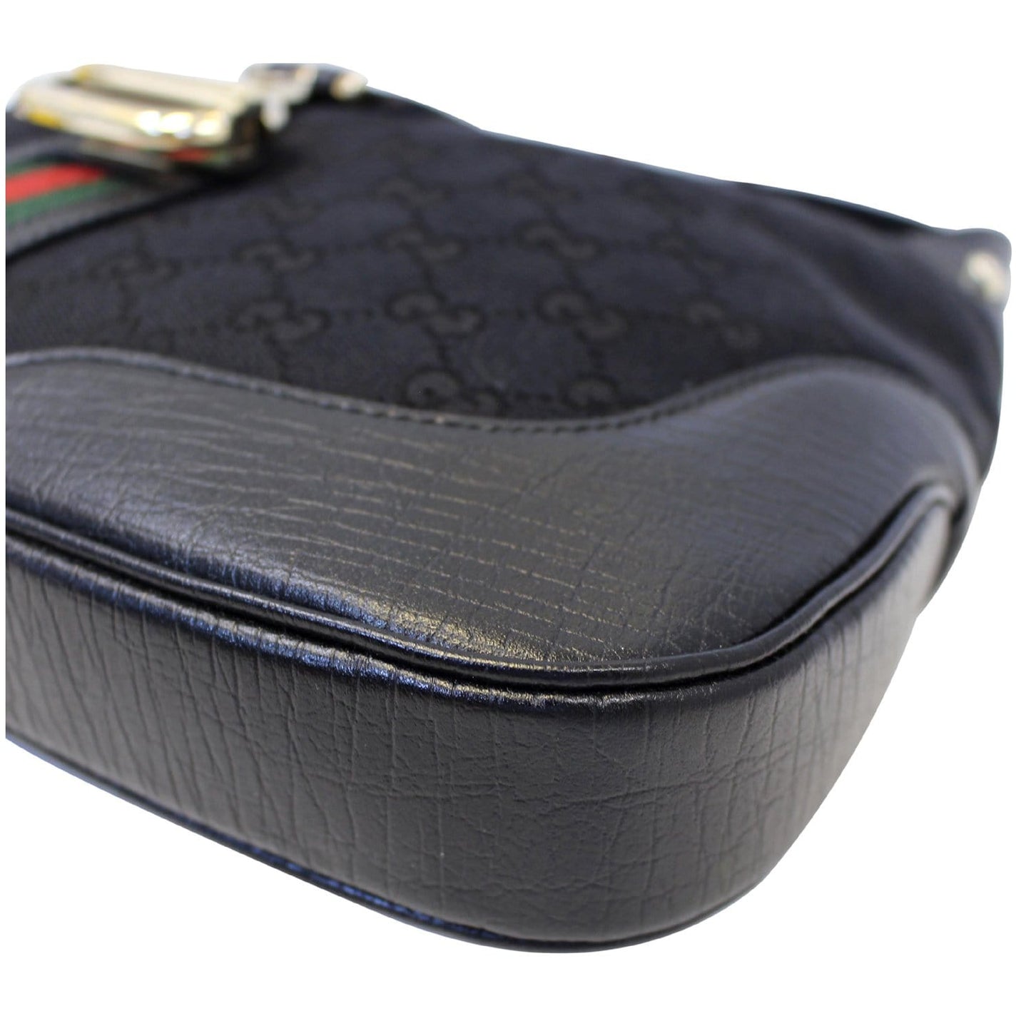 GUCCI GG Canvas Web Hobo Bag Black 130779