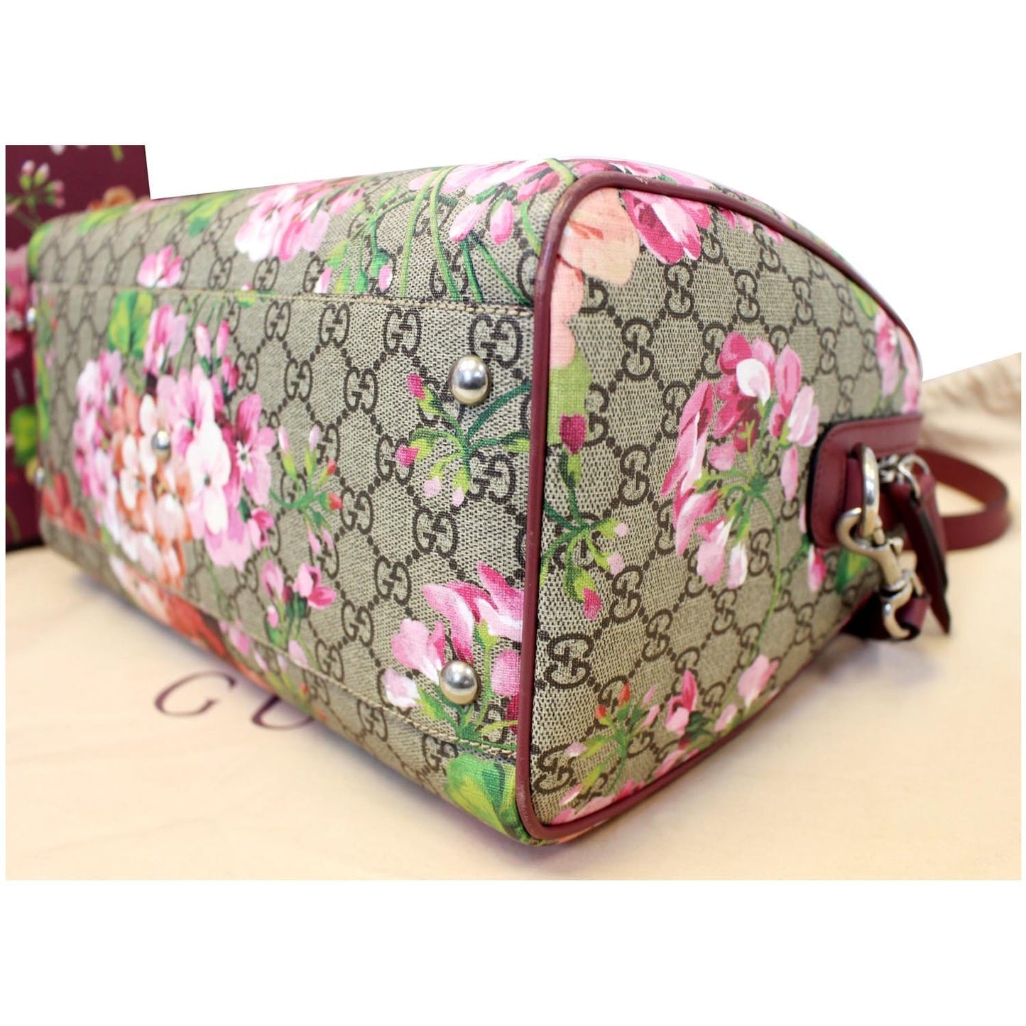 GUCCI Blooms Top Handle GG Canvas Medium Boston Bag