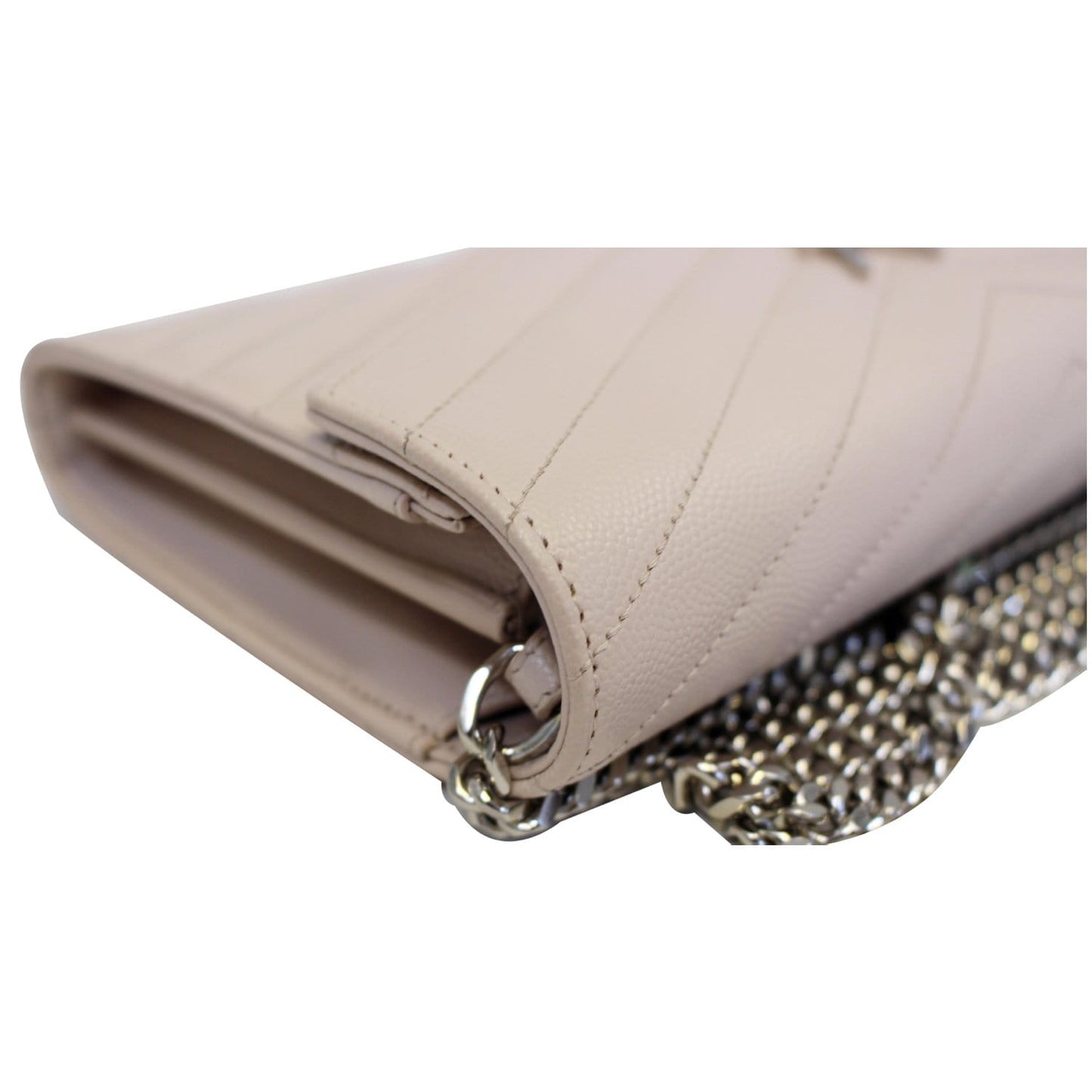 YVES SAINT LAURENT Monogram Grain De Poudre Chain Wallet Pale Blush