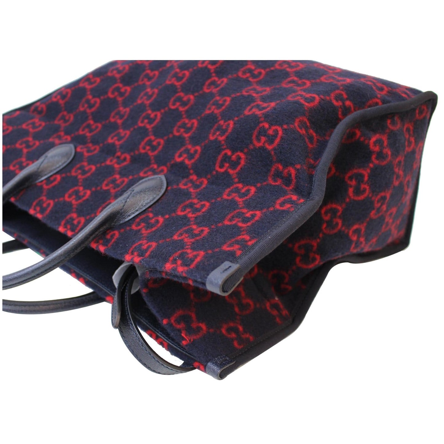 GUCCI GG Wool Tote Shoulder Bag Blue/Red 598169